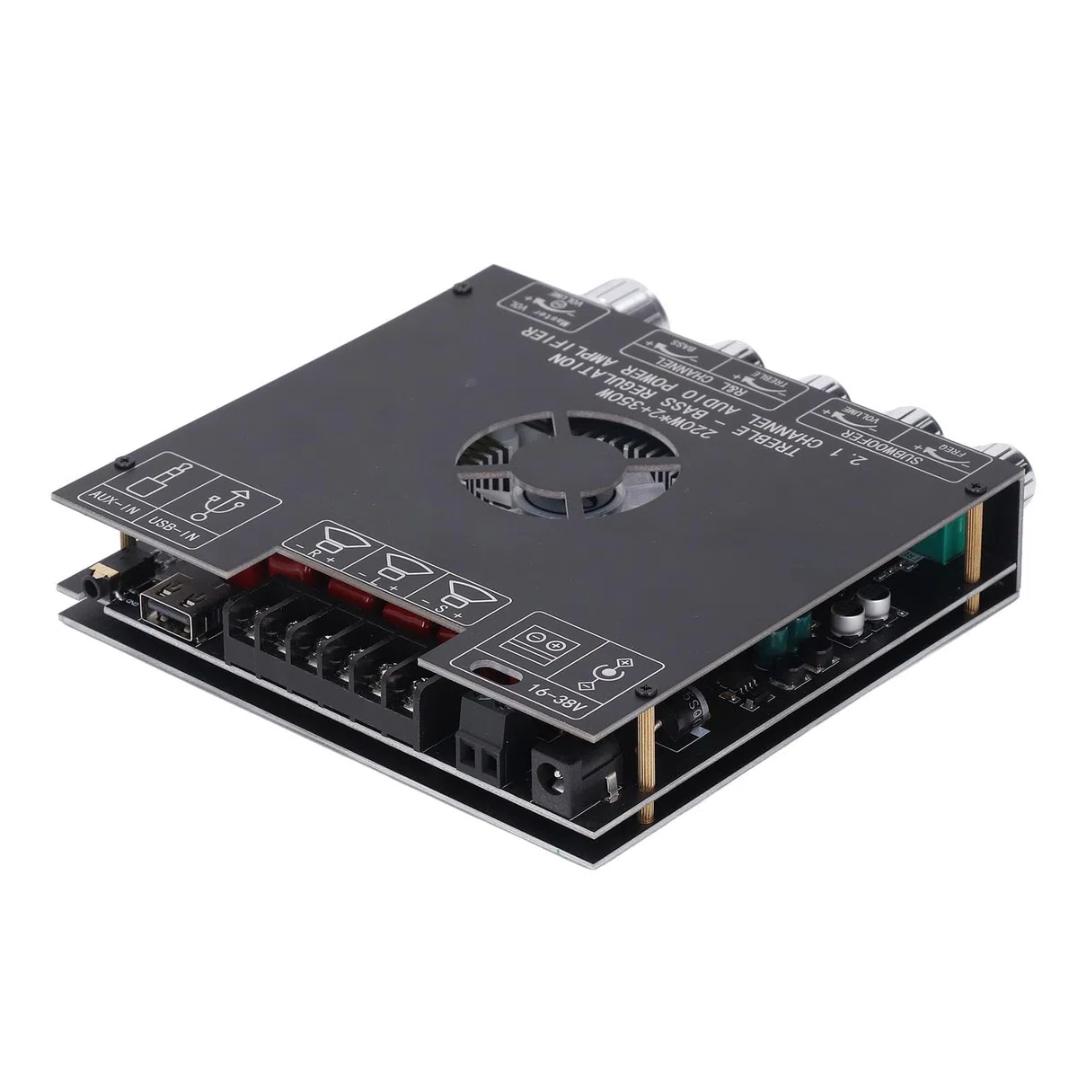 Jiawu TPA3255 Modulo Amplificatore di Potenza 2.1 BT5.1 Ingresso Scheda Audio USB AUX Scheda Amplificatore DC16-38V per Home Theater
