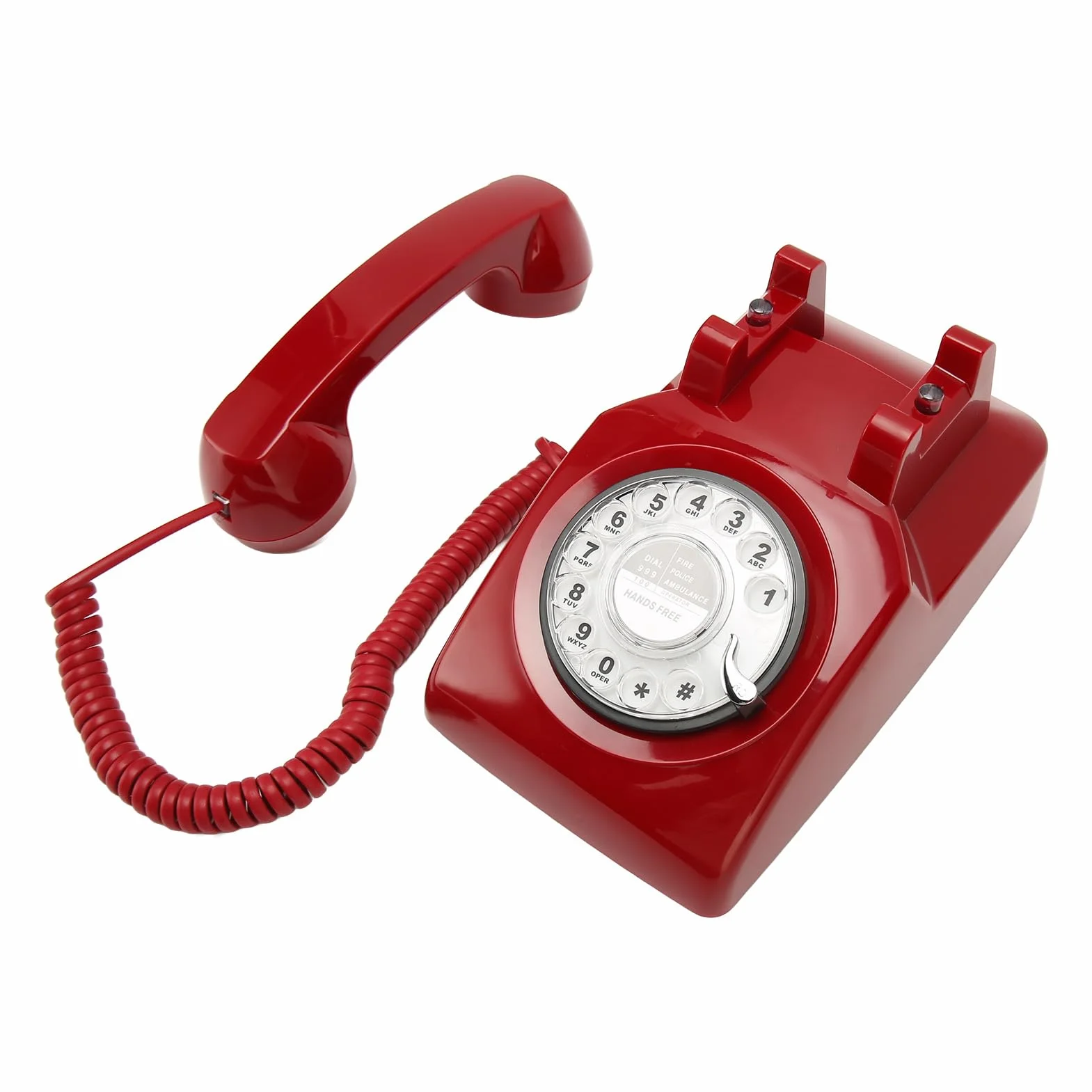 Telefono retrò Rotante con Elegante Design Vintage per Uso Domestico e in Ufficio, Realizzato in Resistente Materiale ABS (Rosso)