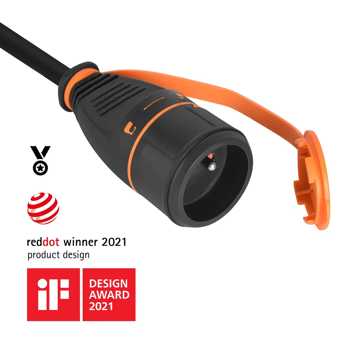 Electraline 01762 Prolunga IP44 20 M in gomma H07RN-F 3G2,5 mm Femmina Francese Electralock dotata di sistema di bloccaggio che impedisce la disconnessione spina-presa, nero