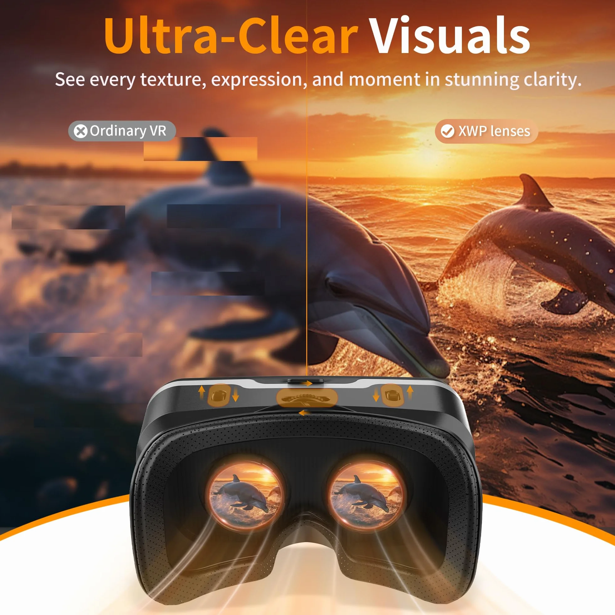 XWP Visore Realtà Virtuale Con Cuffie, Occhiali Per 3D VR Con Lenti HD, Compatibile Con iPhone E Android (4,7–7,2"), Immersivo Per Giochi, Film E Divertimento In Famiglia, Amici