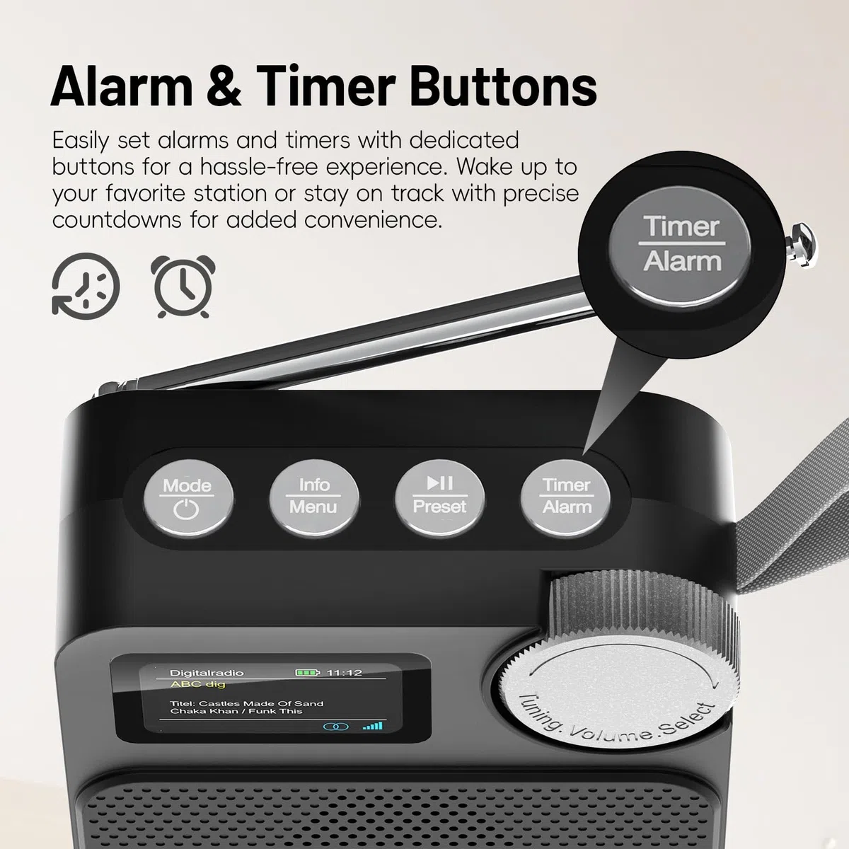 Romicta Radio DAB/DAB+ con Bluetooth 5.0, display a colori, slot per schede MicroSD, sveglia e timer, ricaricabile, ideale per casa e in viaggio