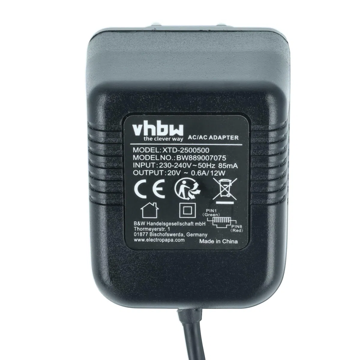 vhbw alimentatore compatibile con Aastra 6773 IP, 6775 IP telefono fisso, telefono di casa - 300 cm
