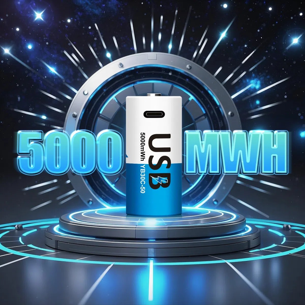 Confezione da 8 batterie ricaricabili al litio C con cavo di ricarica USB-C 4 in 1, batterie agli ioni di litio C Cell LR14, 1,5 V, 5000 mWh, per proiettori, telecomandi, radio, giocattoli