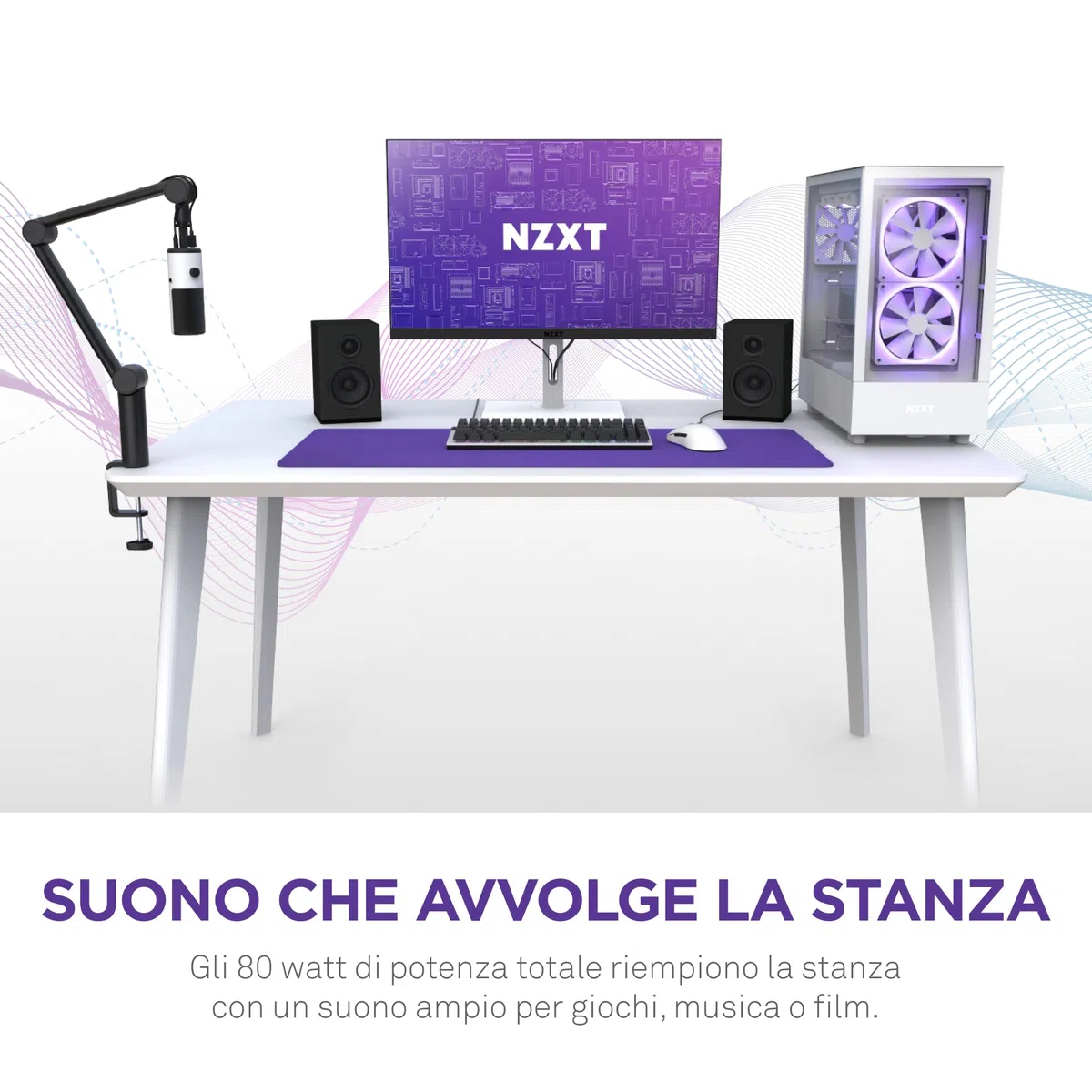 NZXT Relay Altoparlanti da scrivania per PC - AP-SPKB2-EU - Gamma sonora completa - 80 Watt - High Dynamic Range - Tweeter con cupola in seta - Woofer con fibra di vetro - Neri