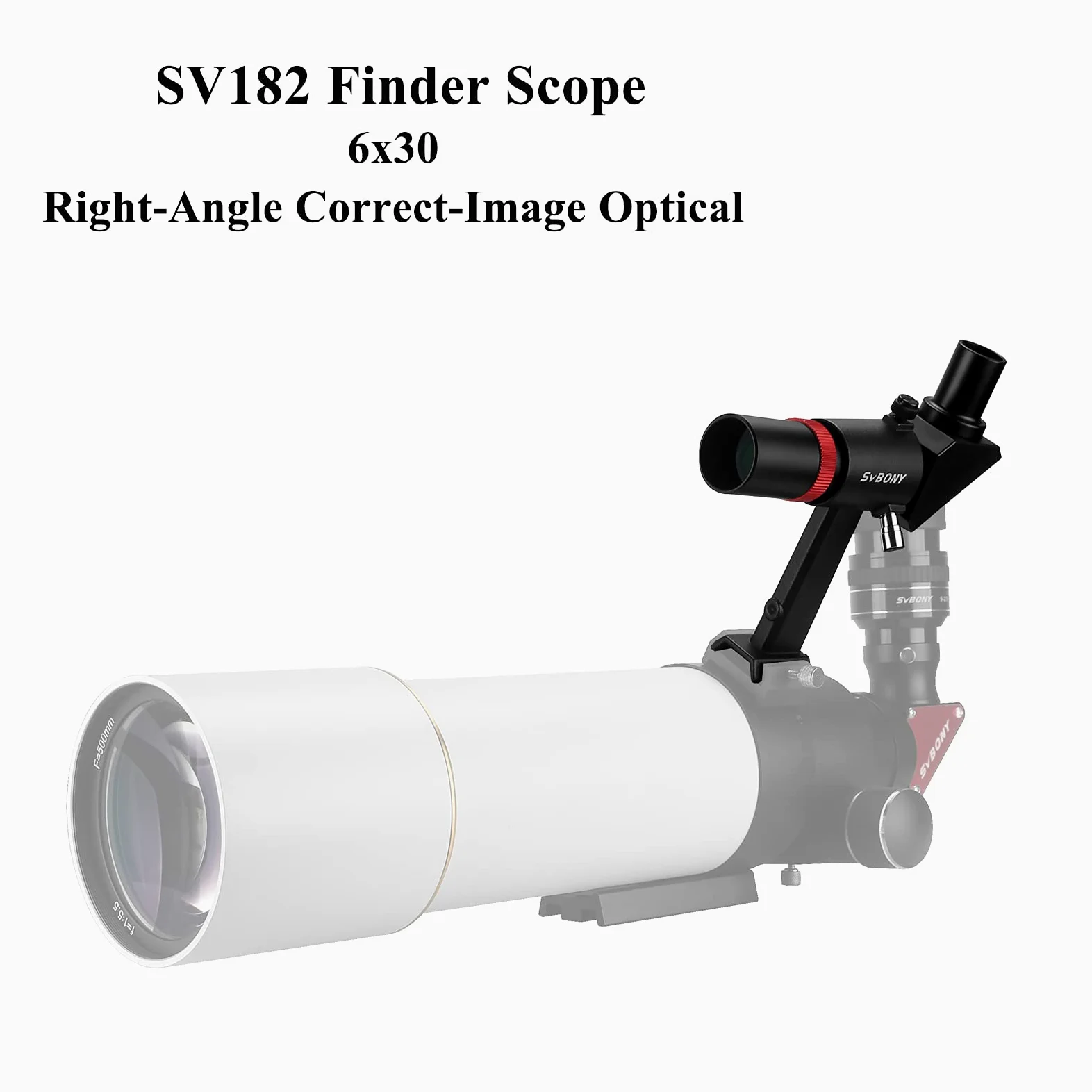 Svbony SV182 Finderscope per Telescopio, Finderscope 6x30, Immagine Corretta ad Angolo Retto Ottico, FMC 2 Elementi Acromatico, con Reticolo a Croce Singola, per Astronomia