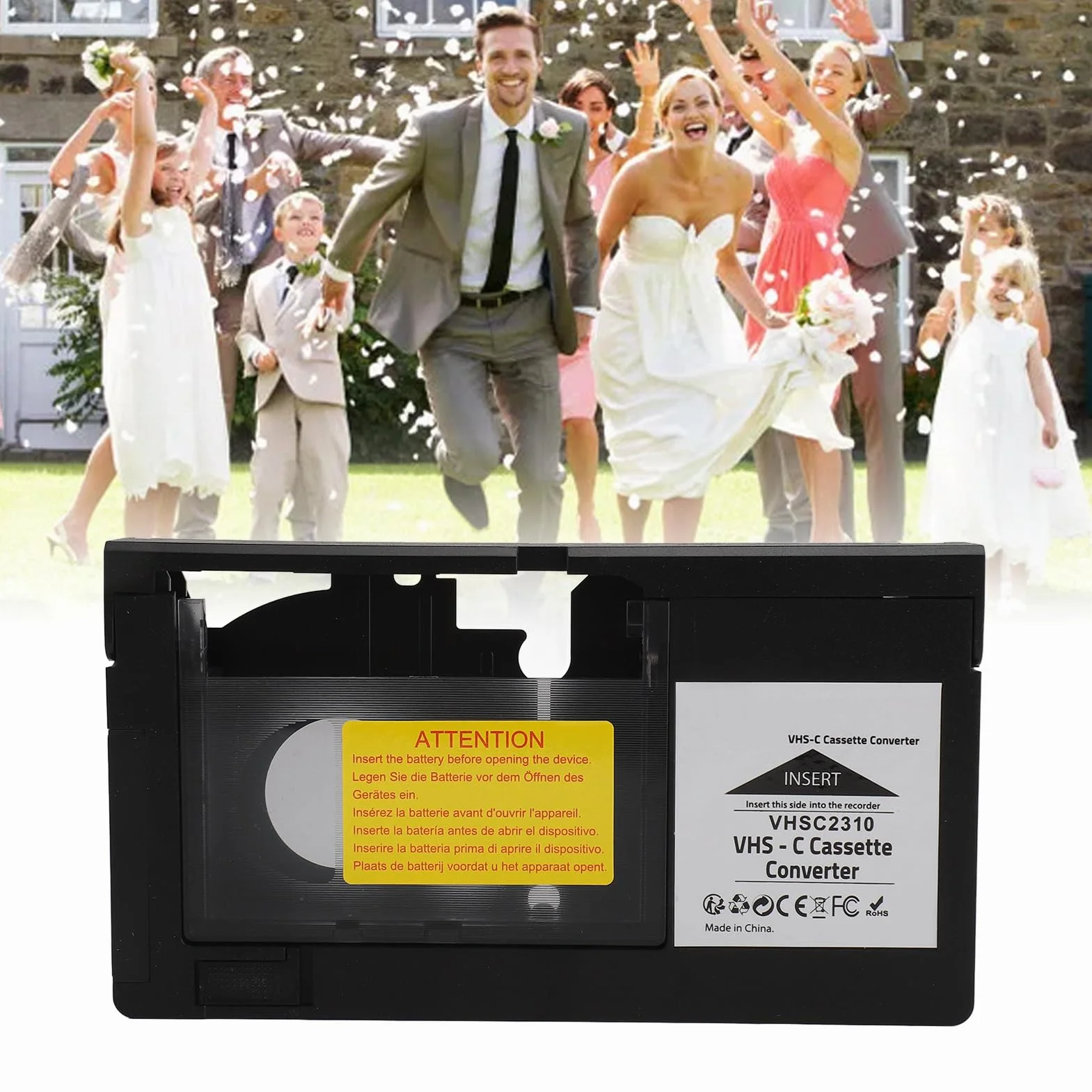 Nastri VHS C a VHS Adattatore per Cassette Videocamere per Riproduzione S VHS C e S VHS Registrazione Convertitore Adattatore per Videocassette, Inclusi Nastri Standard da 1,2 Mm