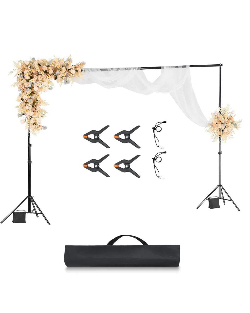 VEVOR Supporto per Fondale Fotografico Regolabile, Tessuto per Fondale 300 x 300 cm Supporto per Fondale Portatile con 2 Treppiedi, Supporto per Schermo per Fotografia di Prodotto Fotografia in Studio
