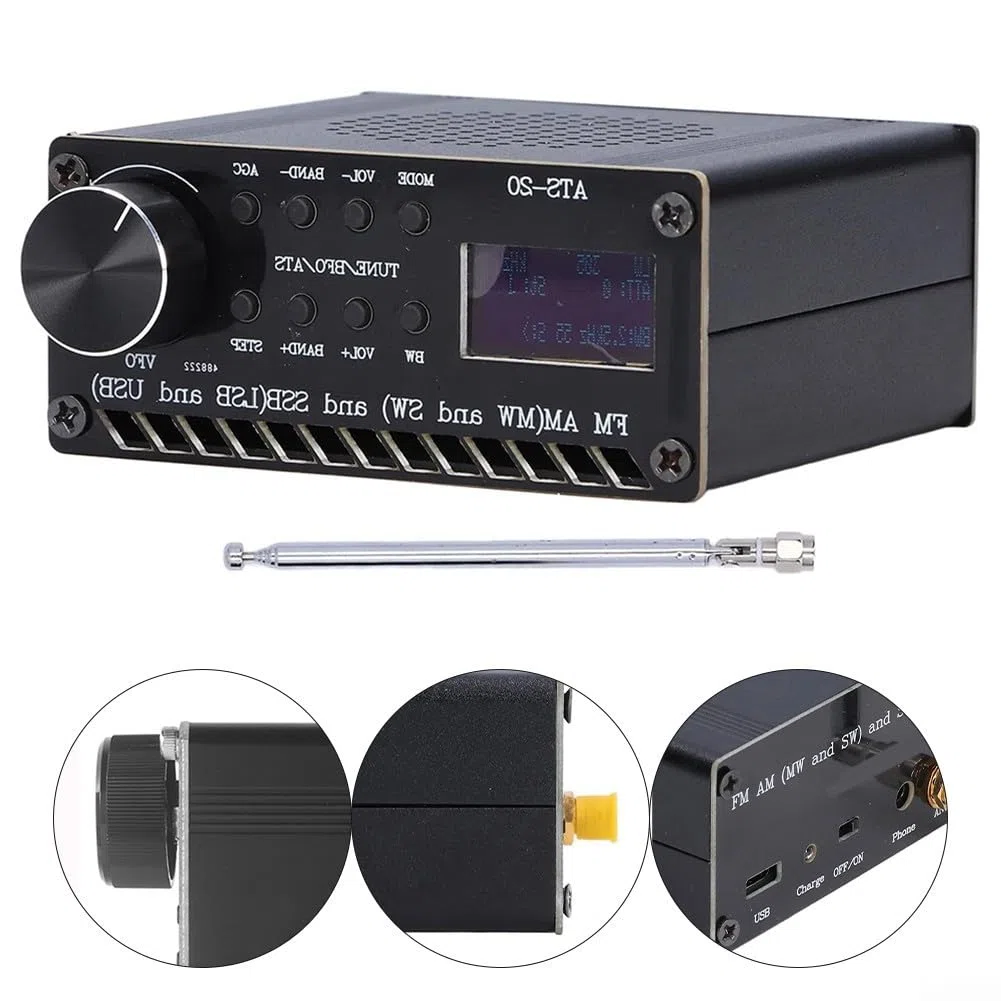 Radio Digitale Portatile, Ricevitore radio ATS 20+, Altoparlante ricevitore radio multi-banda portatile FM AM MW SW SSB (LSB e USB), 0,96 pollici per display OLED, Batteria 800mAh, 3.5 x 4.21 x 1.61in