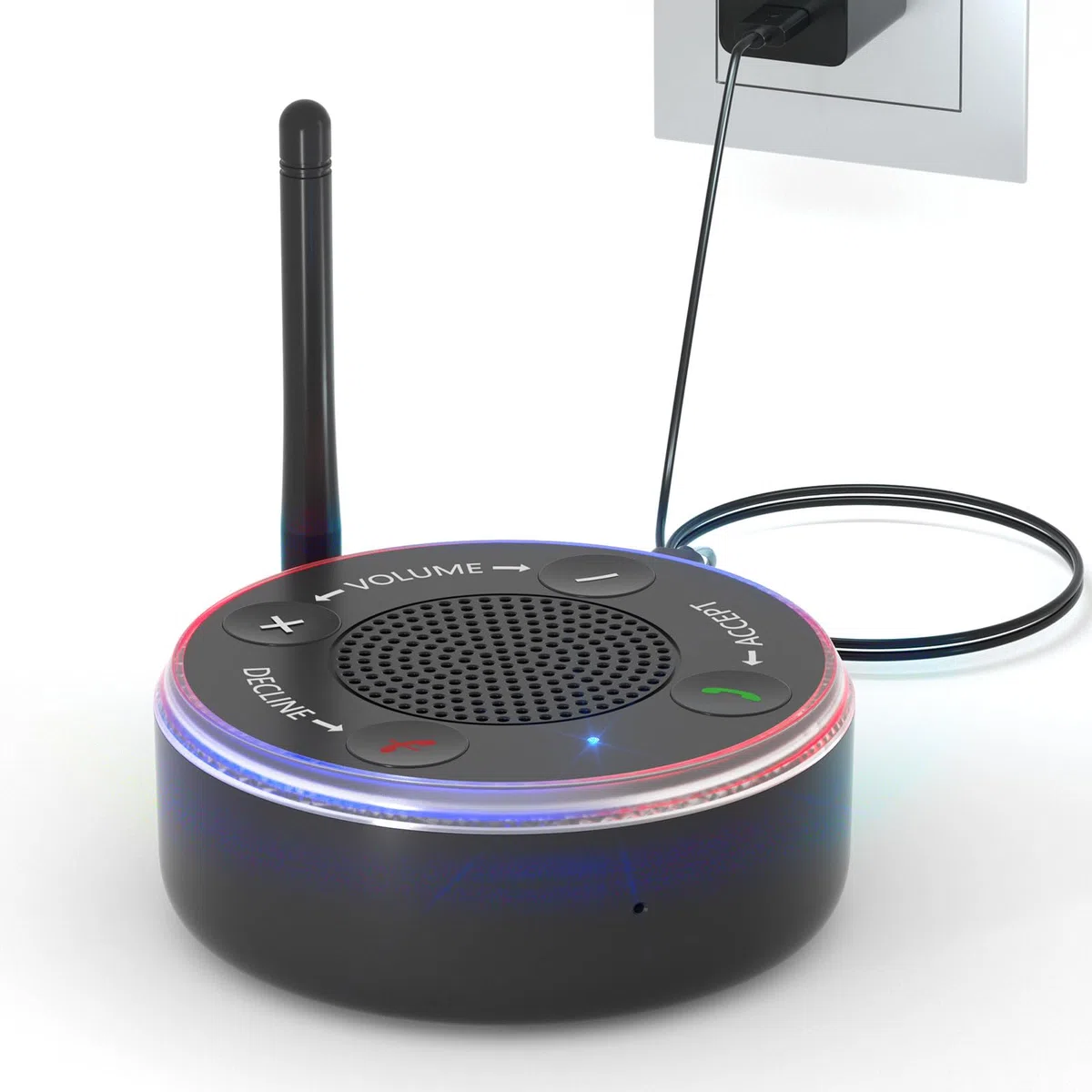 Amplificatore di suoneria del telefono cellulare forte 120dB con lampeggiante rosso e blu | Nessuna chiamata persa | Prodotti per non udenti | Booster altoparlante wireless per telefono