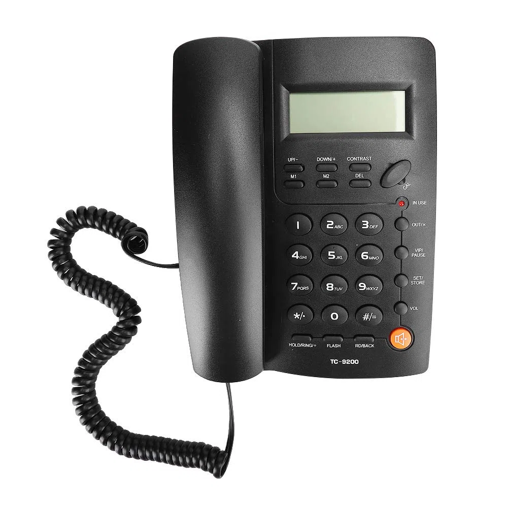 Telefono Fisso con Filo, Telefono Fisso Vivavoce da Tavolo Supporto telefonico cablato ricomposizione e richiamata, Funzione Flash per Ufficio/casa/Azienda/Camera degli Ospiti