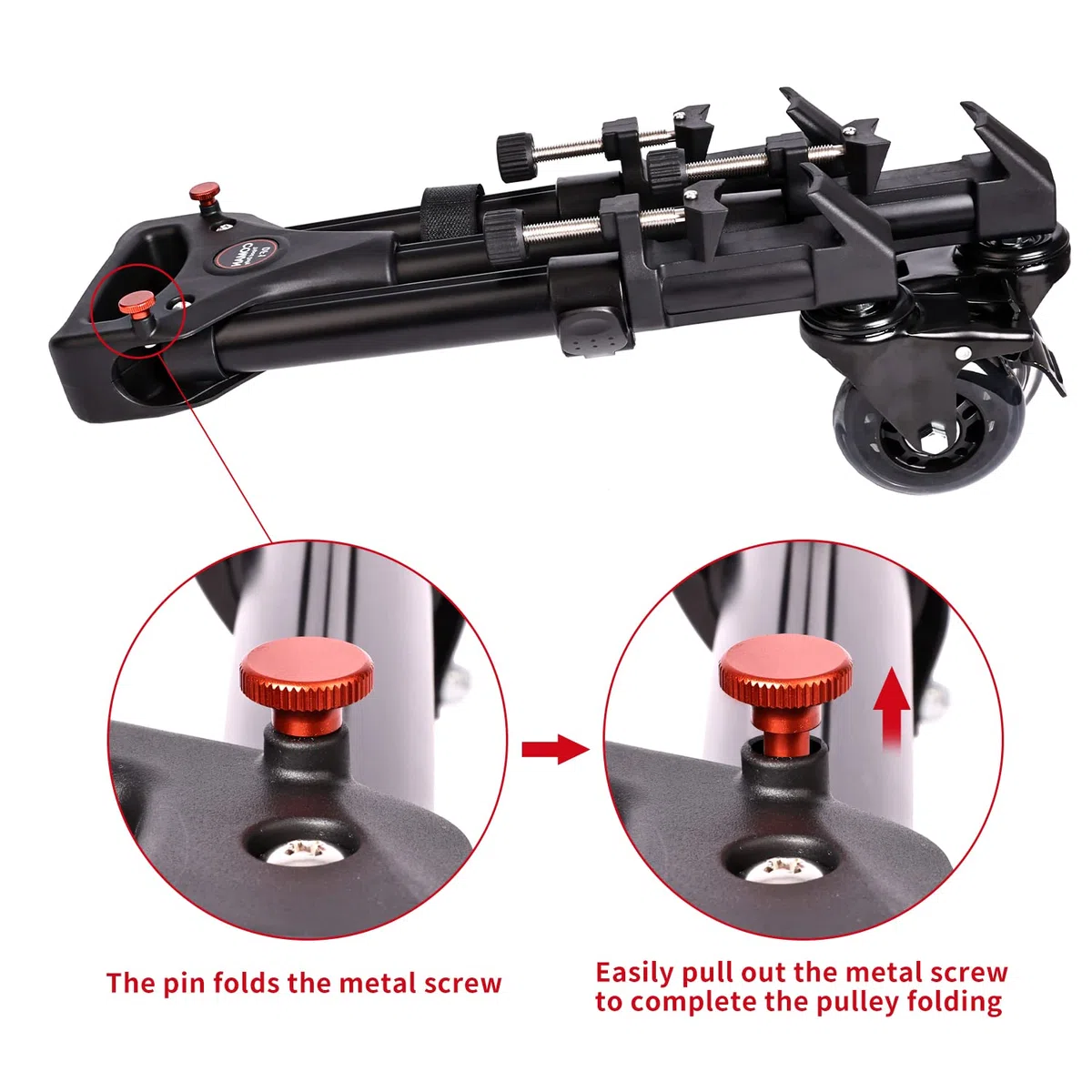 COMAN Treppiede professionale Dolly – Heavy Duty con gamba regolabile con ruote di bloccaggio e custodia per il trasporto compatibile con la maggior parte dei treppiedi, fotocamere,videocamere