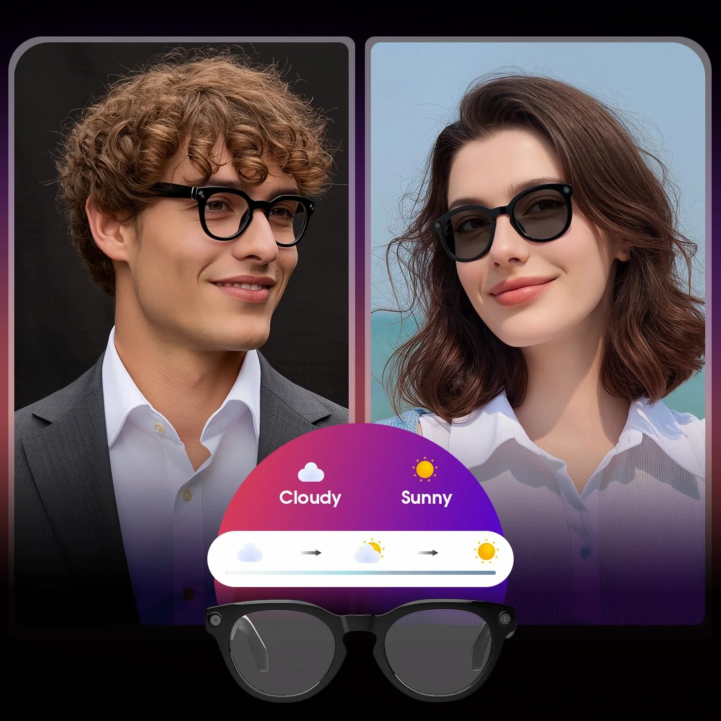 GenXenon Occhiali Connessi Con IA, Occhiali-Camera HD 8 MP – 220 mAh, Video 1200P, Scatto Di Foto E Video, Traduzione In Tempo Reale, Occhiali-Camera Per Ciclismo, Escursionismo E Viaggi.