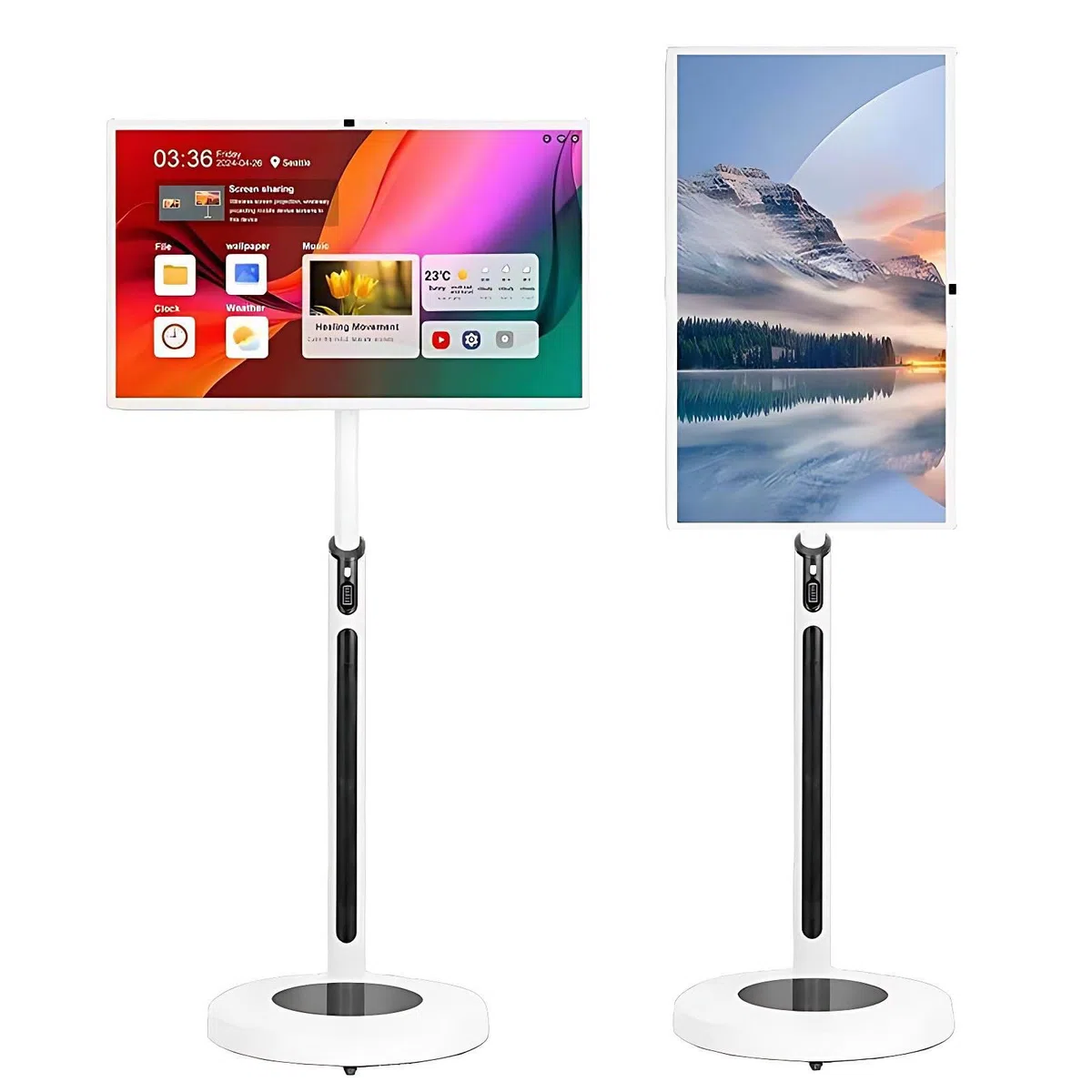 TV portatile con batteria integrata, memoria da 64 GB, colata wireless, monitor touch screen a 10 punti, 5-8 ore di riproduzione, ideale per casa e ufficio