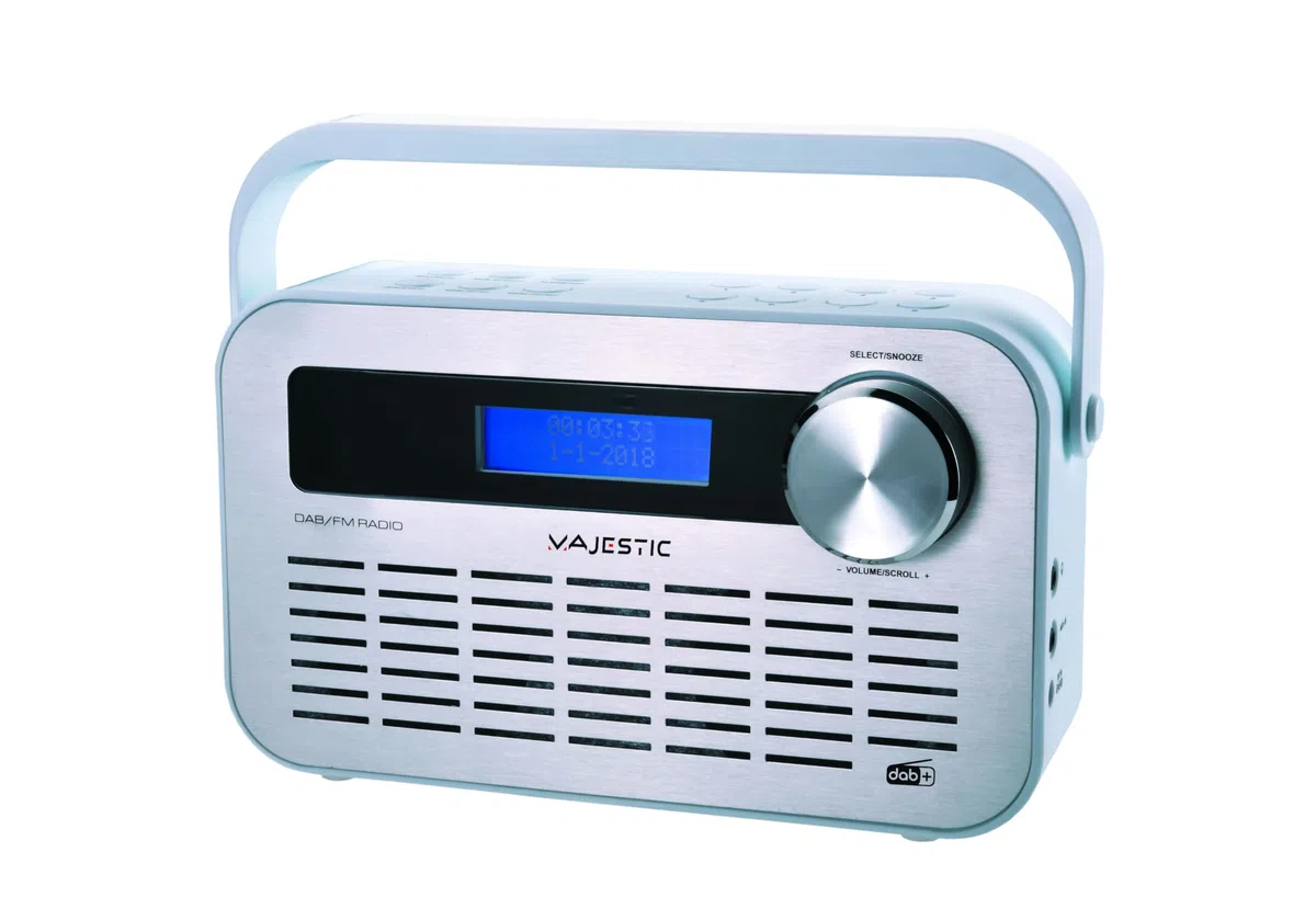 Majestic DAB 843 - Radio DAB/DAB+/FM, display LCD, Ingresso AUX-IN, presa cuffie, sveglia doppio allarme, adattatore per alimentazione incluso