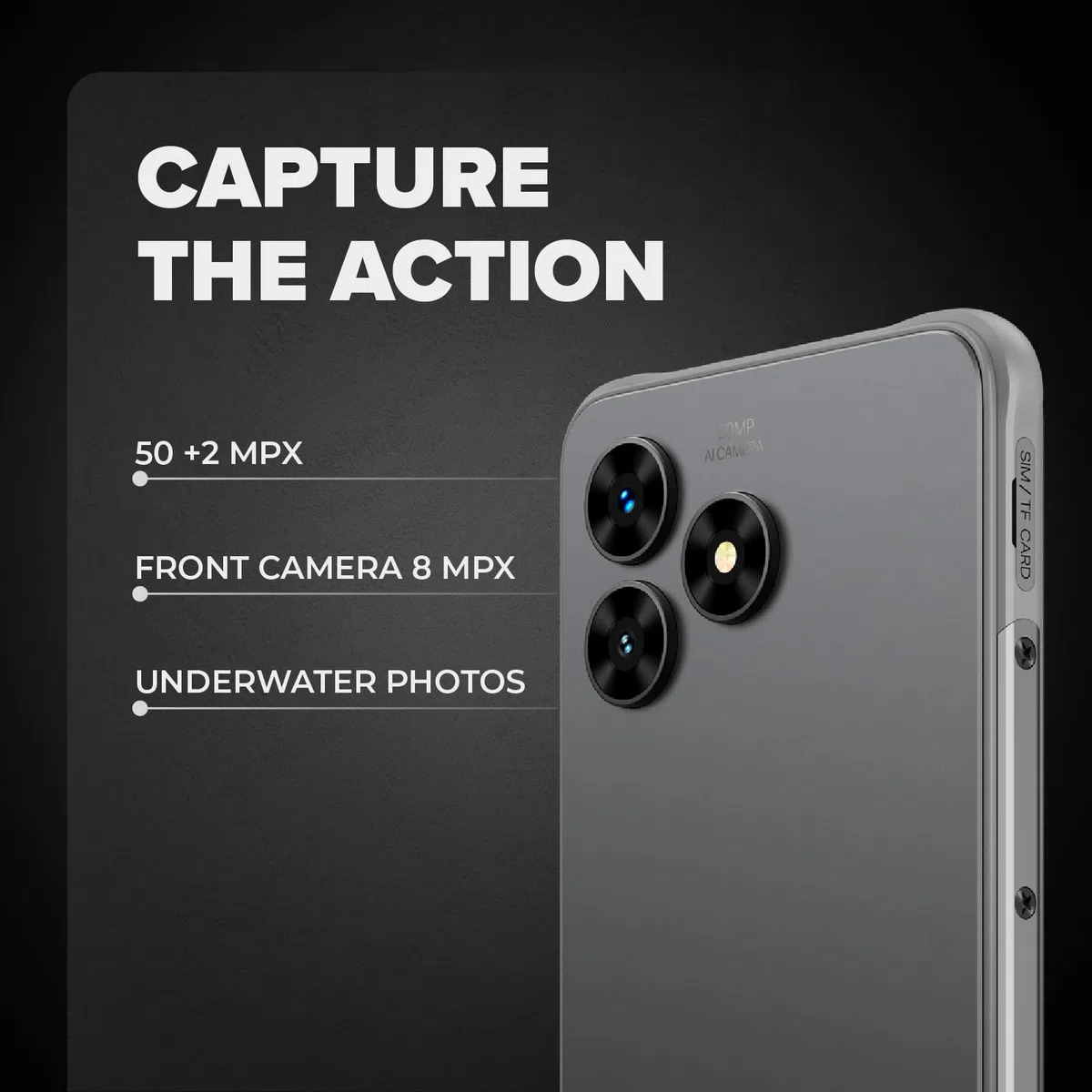 Hammer Blade Va 5G Smartphone ultra-rugged, IP69, 6000mAh, 6,56 pollici, 8GB di RAM integrata, 128/1T GB, Android 14, fotocamera da 50mpx, schermo Gorilla Glass, NFC, VoLTE