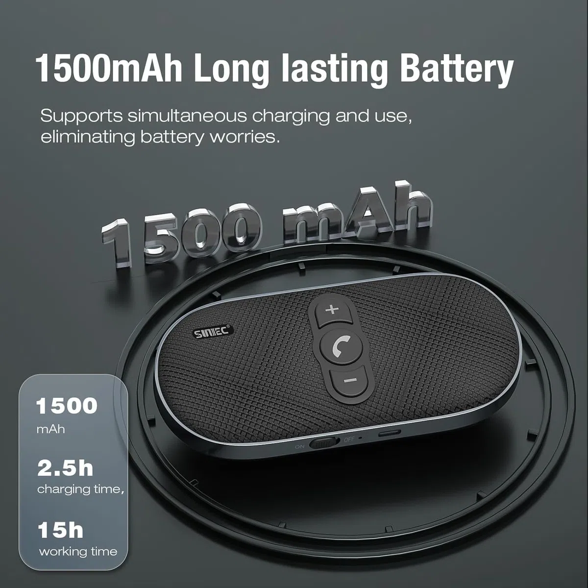 Kit vivavoce per auto Bluetooth: altoparlante vivavoce Bluetooth da 6 W per telefono cellulare funziona su furgoni e camion, doppio microfono, supporto per Siri Voice Assistant, kit vivavoce BC990G