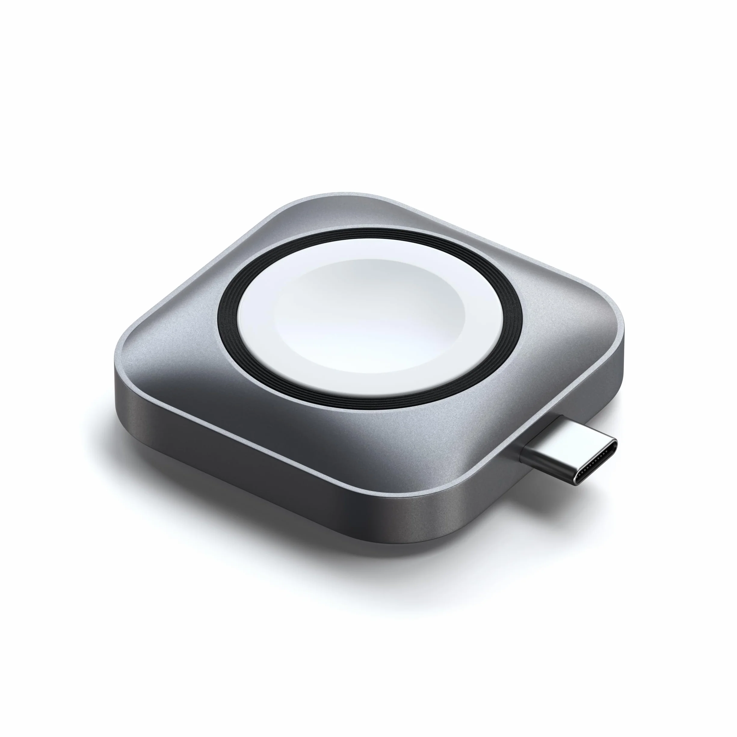 SATECHI Caricatore Wireless Magnetico USB C 5W per Apple Watch Ultra 3 2 1, Series 11 e precedenti e AirPods, Compatto in Alluminio, Base di Ricarica Wireless Certificata MFi – Cavo non incluso