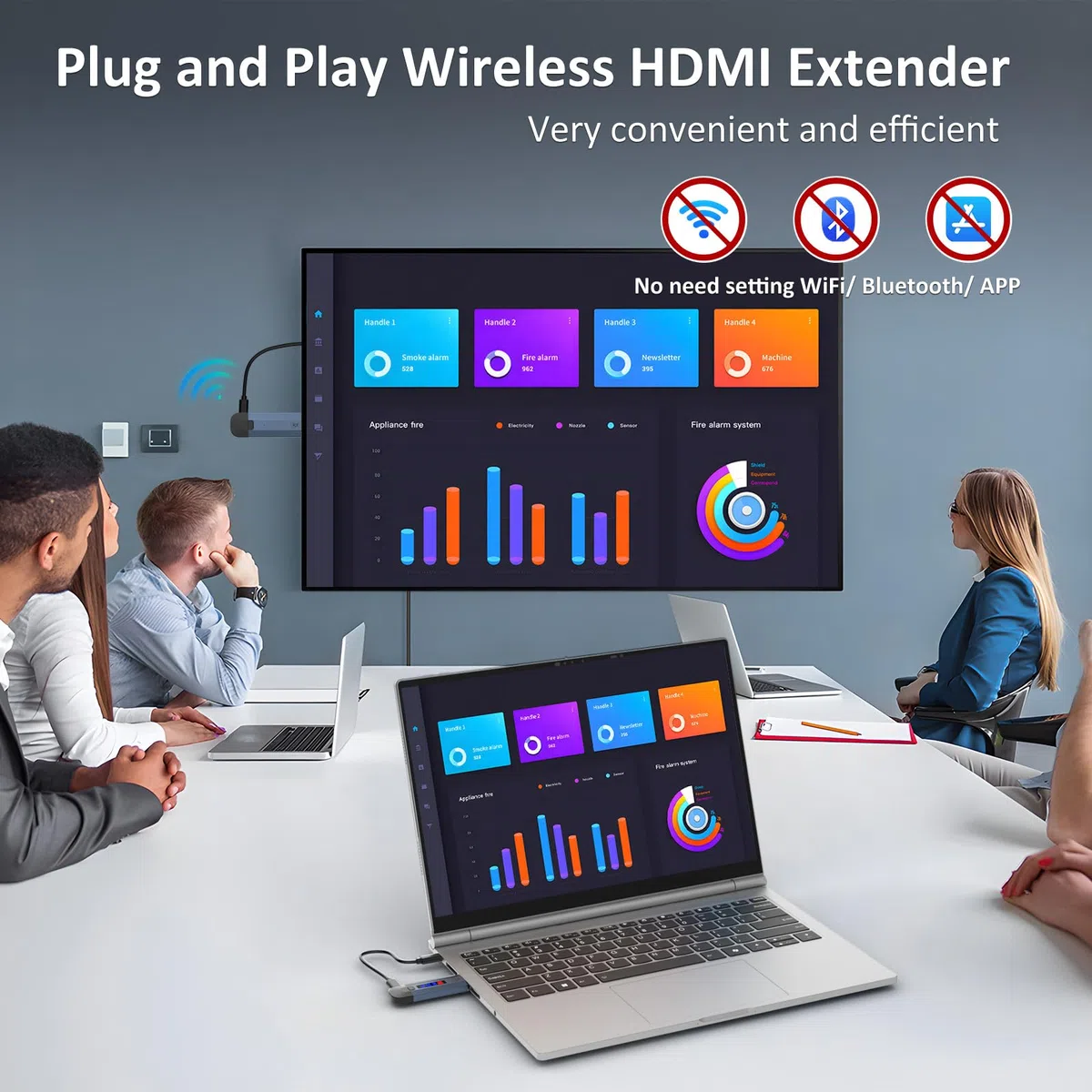 Trasmettitore e ricevitore HDMI wireless 4K, plug & play, portatile, senza fili, con alloggiamento in metallo con schermo LED, trasmettitore e ricevitore in streaming video a monitor/TV
