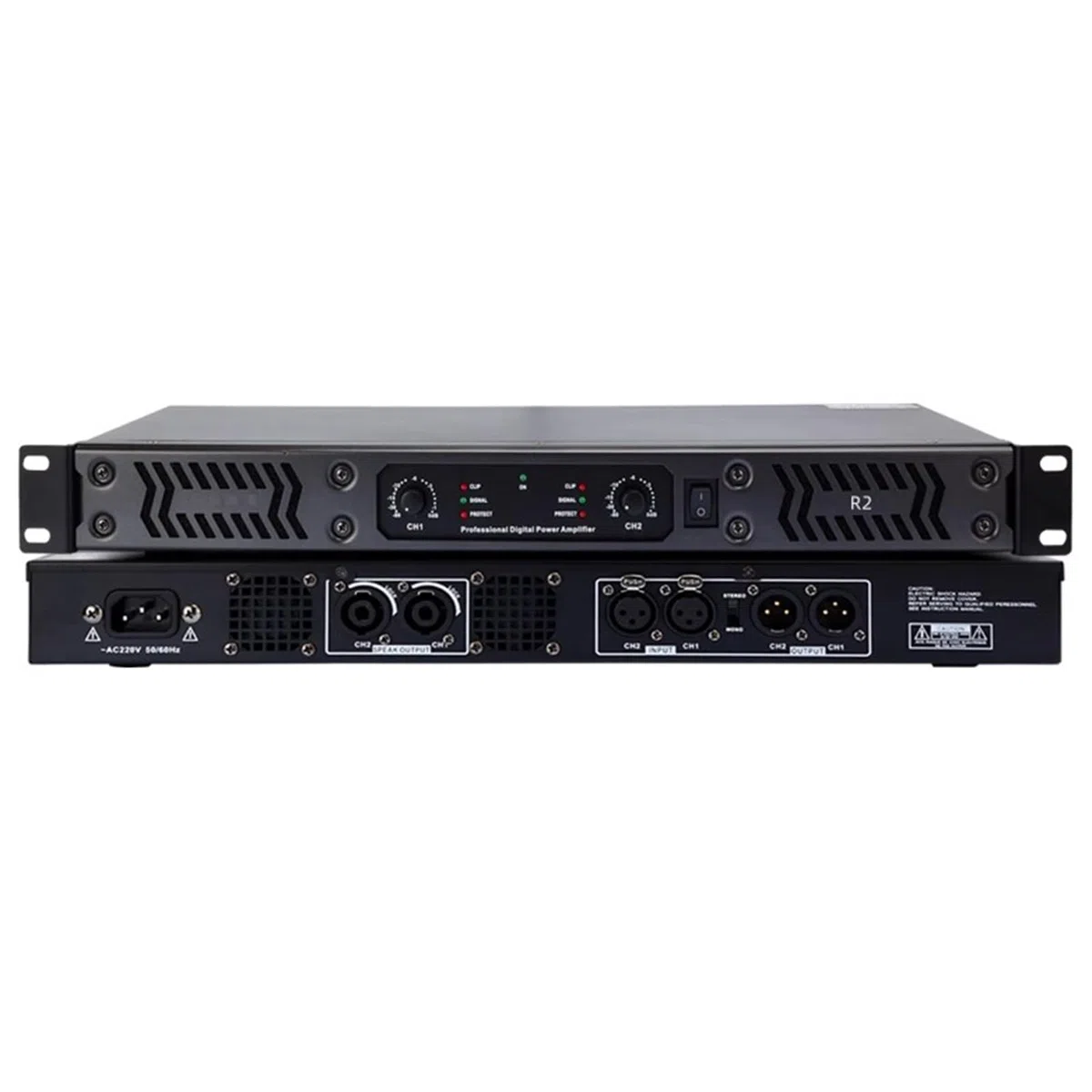 Amplificatore di potenza digitale professionale a 2/4 canali, 700 W, con luce LED + manopola volume, per casa, karaoke, altoparlanti teatrali
