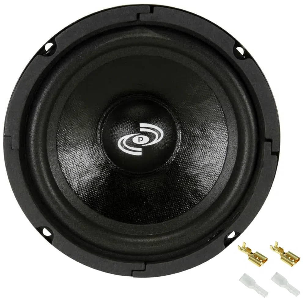 KIT SET PER PYLE PDMW6 1 midwoofer altoparlante da 16,5 cm 165 mm 6,5", da 125 watt rms e 250 watt max, impedenza 8 ohm, per casa party, 1 pezzo + faston di montaggio