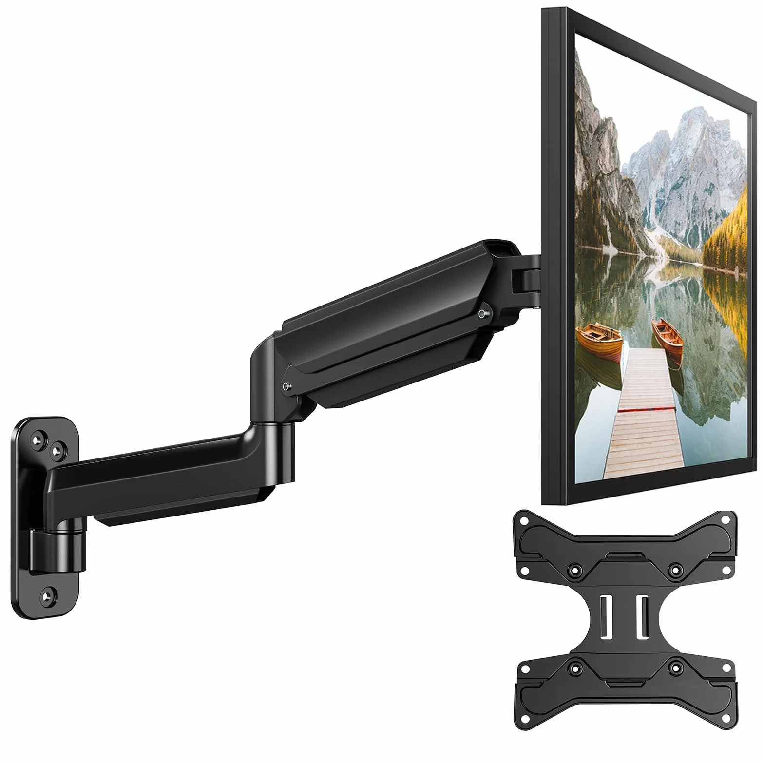 HUANUO Supporto da Parete per Schermi Ultra-Large da 24"-35", Supporto per Schermo PC da Parete a Movimento Completo, Supporto da Parete per Monitor, VESA 75/100/200mm, Capacità di Carico