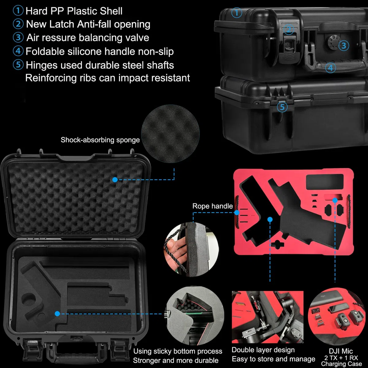LEKUFEE Custodia Rigida Impermeabile per DJI RS 3 Mini e altri Accessori per stabilizzatore cardanico DJI RS3 Mini (solo custodia)