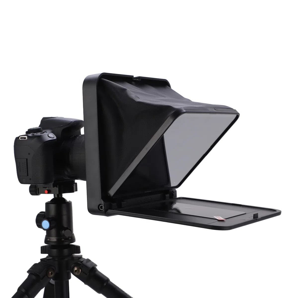 Bewinner Teleprompter con Telecomando, Teleprompter Portatile Pieghevole con Anello Adattatore da 49 Mm, 52 Mm, 58 Mm, 62 Mm, 67 Mm, 72 Mm, 77 Mm per Fotocamera SLR Tablet Smartphone