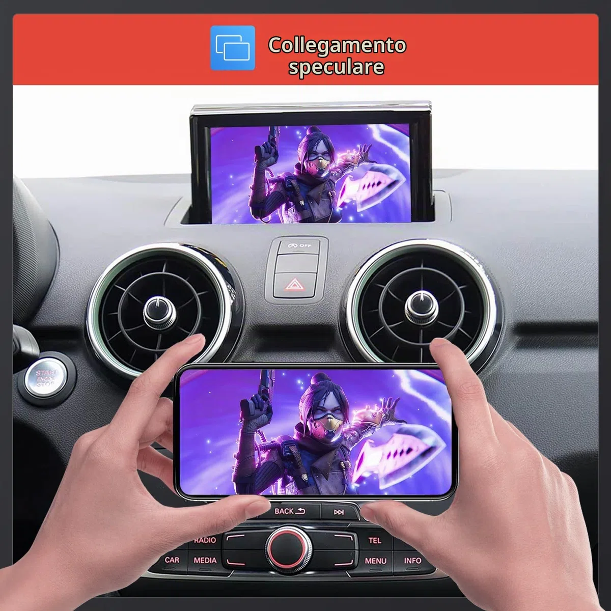 Road Top Modulo Adattatore CarPlay Wireless per Audi A1 2014-2018 | con RMC, Carplay Decoder Retrofit Kit, compatibile con Apple CarPlay senza fili, Android Auto, MirrorLink, Navigazione
