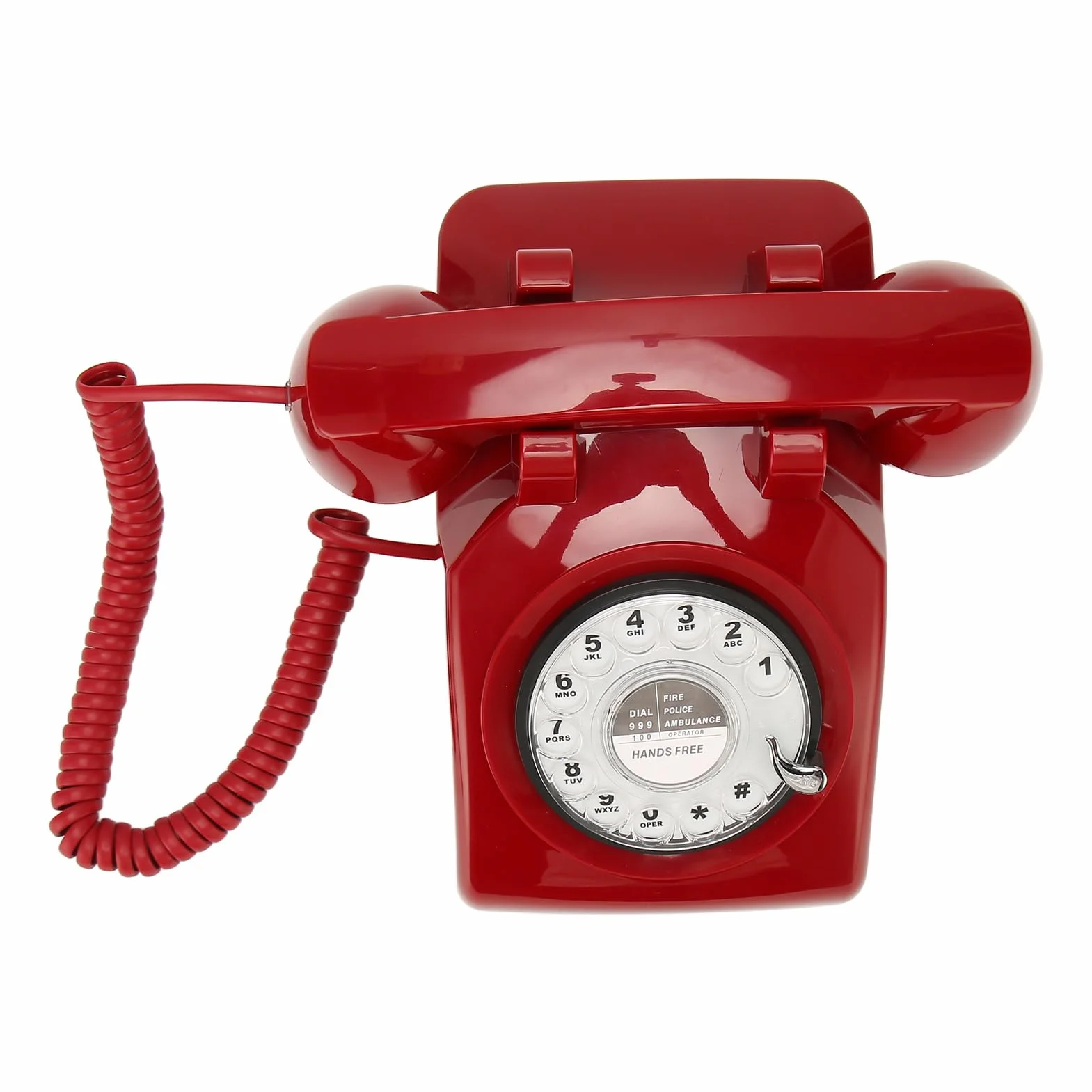 Telefono retrò Rotante con Elegante Design Vintage per Uso Domestico e in Ufficio, Realizzato in Resistente Materiale ABS (Rosso)