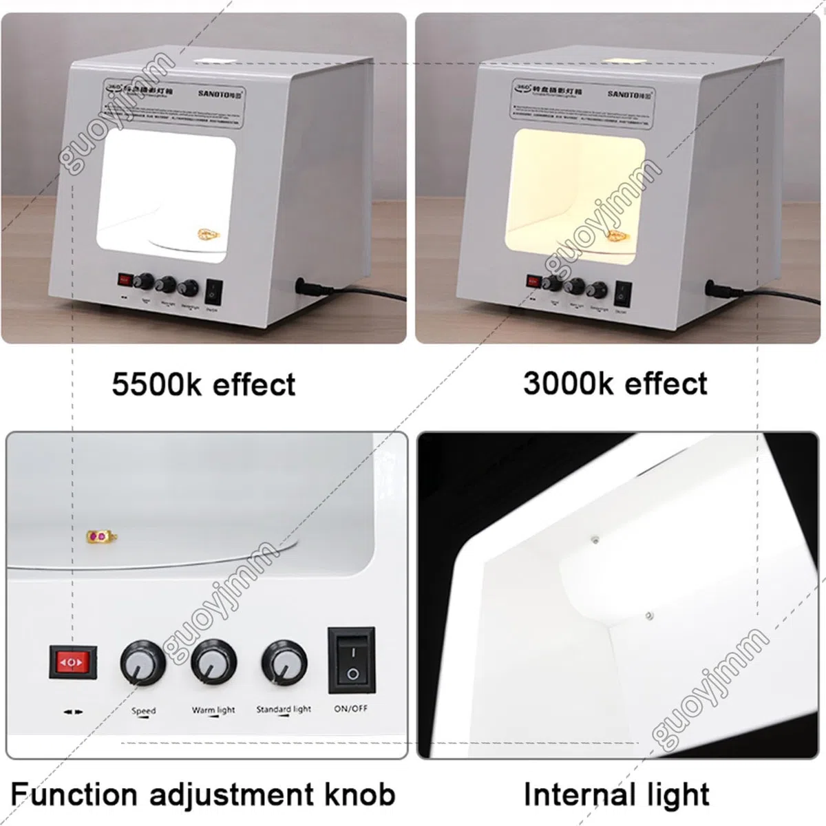 Mini kit di luci per studio fotografico, luminosità regolabile, riempimento a quattro luci, giradischi per fotografia intelligente per gioielli, configurazione fotografica professionale