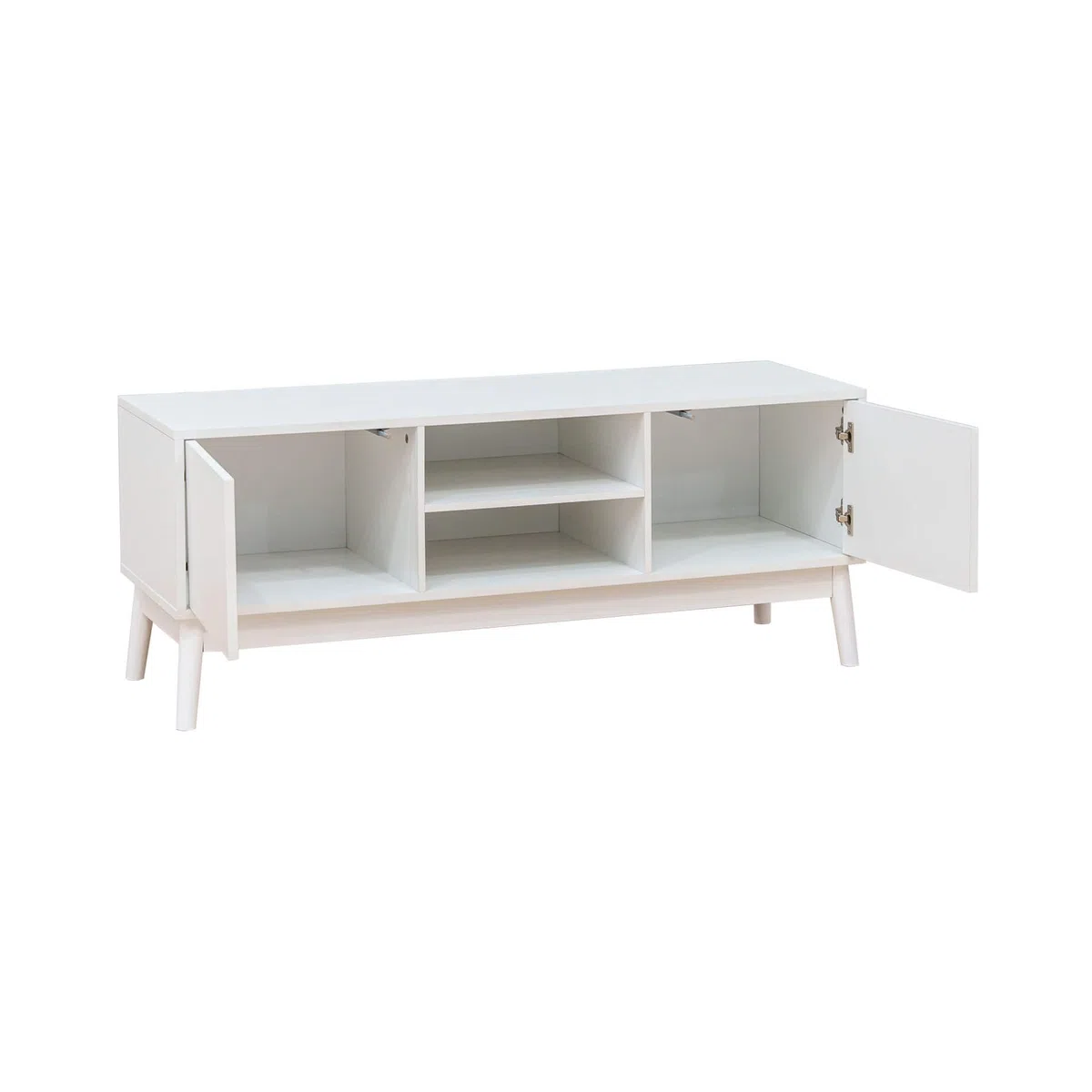 Rebecca Mobili Mobile Porta Tv, Credenza Bassa per Salotto, Bianco, Truciolato Nobilitato, con 2 Ante e 2 Ripiani, con Foro Passacavi - Misure HxLxP: 48 x 120 x 39,5 cm - Art. RE7066