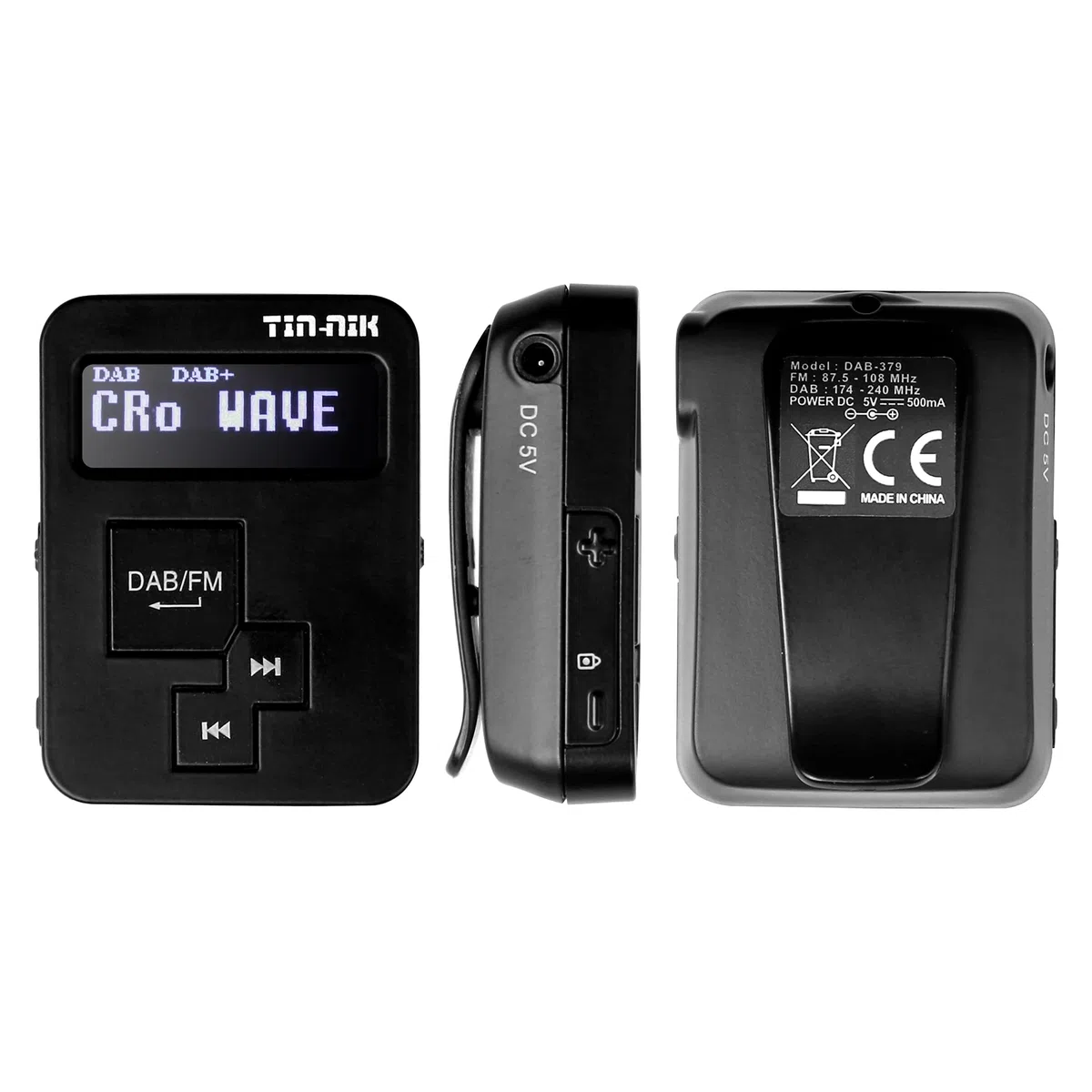 Tin-Nik DAB-379 - Radio Digitale Portatile DAB+/FM Mini - Pocket DAB per Sport, Passeggiate, Corsa o Ciclismo, Batteria Ricaricabile, Auricolari Stereo Inclusi