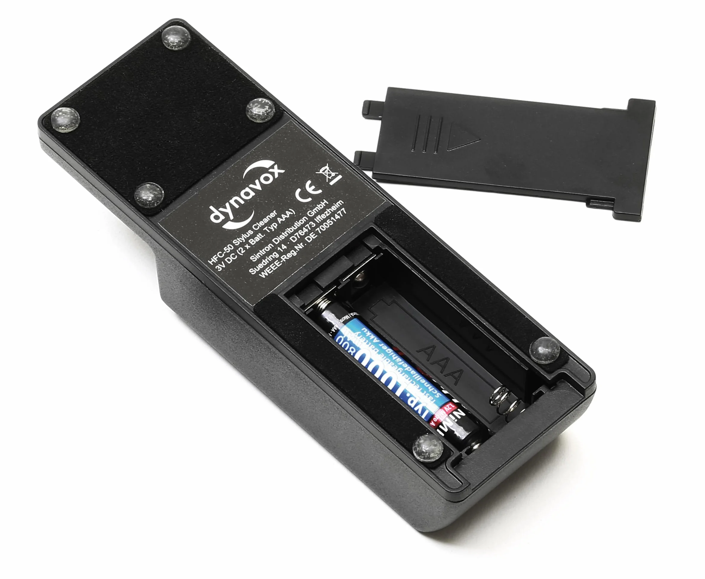 Dynavox HFC-50, pulitore elettrico per aghi per giradischi, incl. liquido di pulizia, funzionamento a batteria, nero