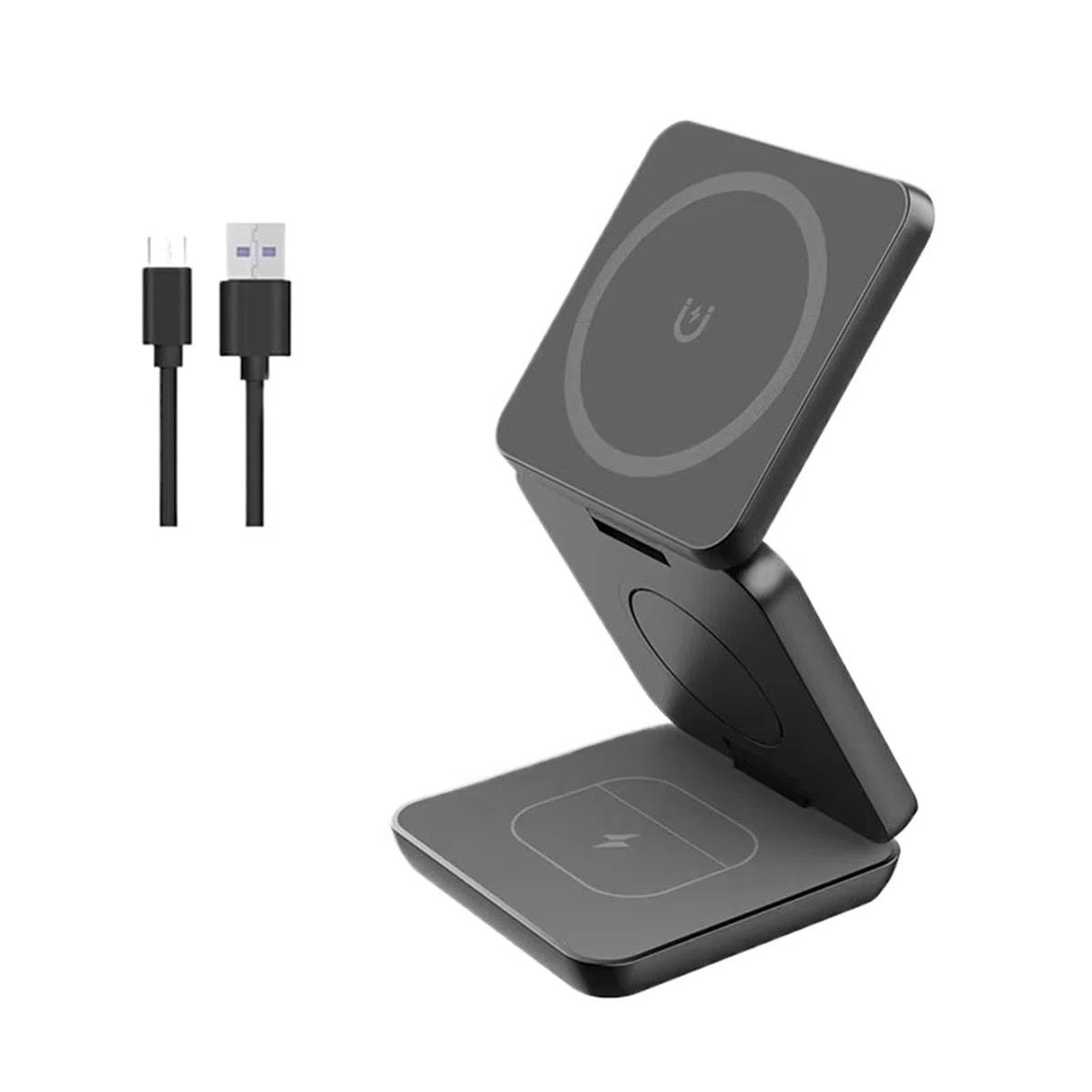 BIK Supporto per caricabatterie wireless 3 in 1 Stazione di ricarica wireless pieghevole magnetica per telefono 15 14 13 12 Pro Max IWatch 8 9 Caricabatterie