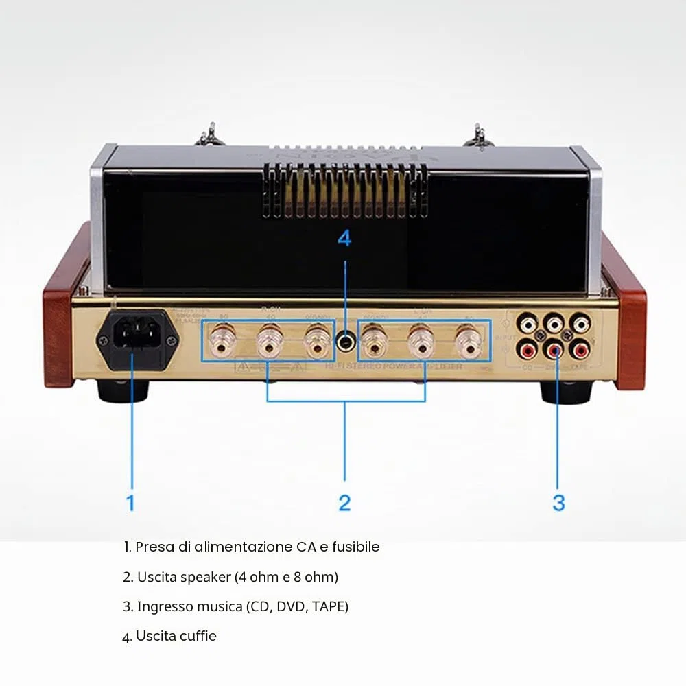 Yaqin MC-84L Amplificatore stereo a valvole integrato, Potenza 12Wx2,Tubi 6P14x4pcs 12AX7Bx2pcs, AC110 e AC230 Facoltativo