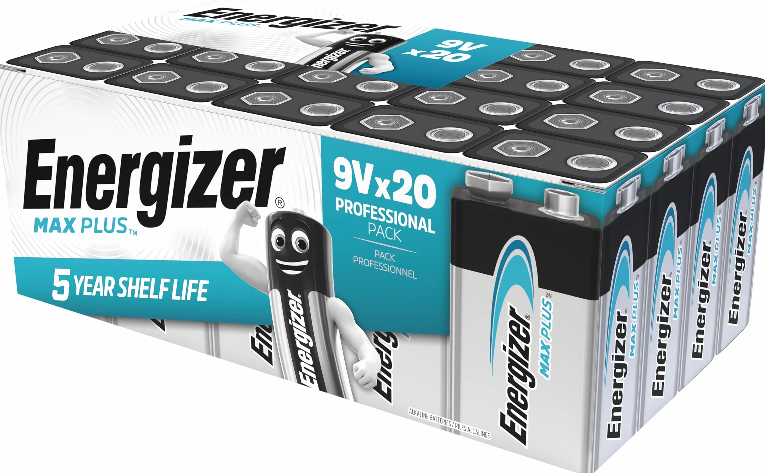 Energizer Max Plus - Batterie alcaline da 9 V, confezione da 20