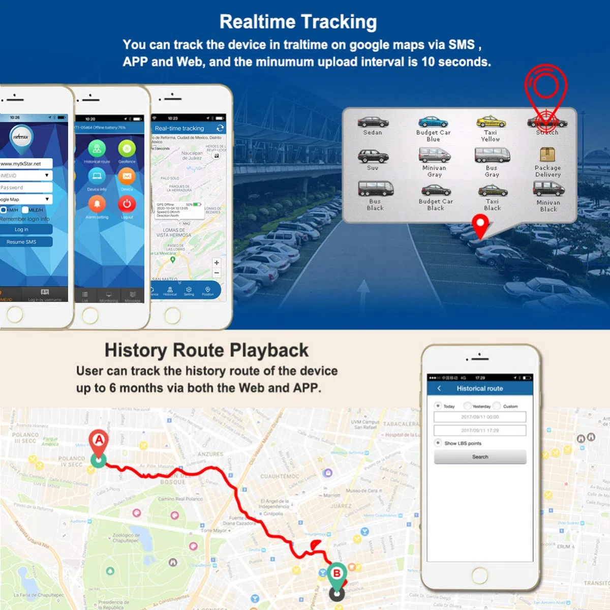 TKSTAR GPS Tracker, Tracker GPS per veicoli in tempo reale impermeabile portatile dispositivo di tracciamento magnetico per 90 giorni di standby, sistema di monitoraggio e monitoraggio libero TK905