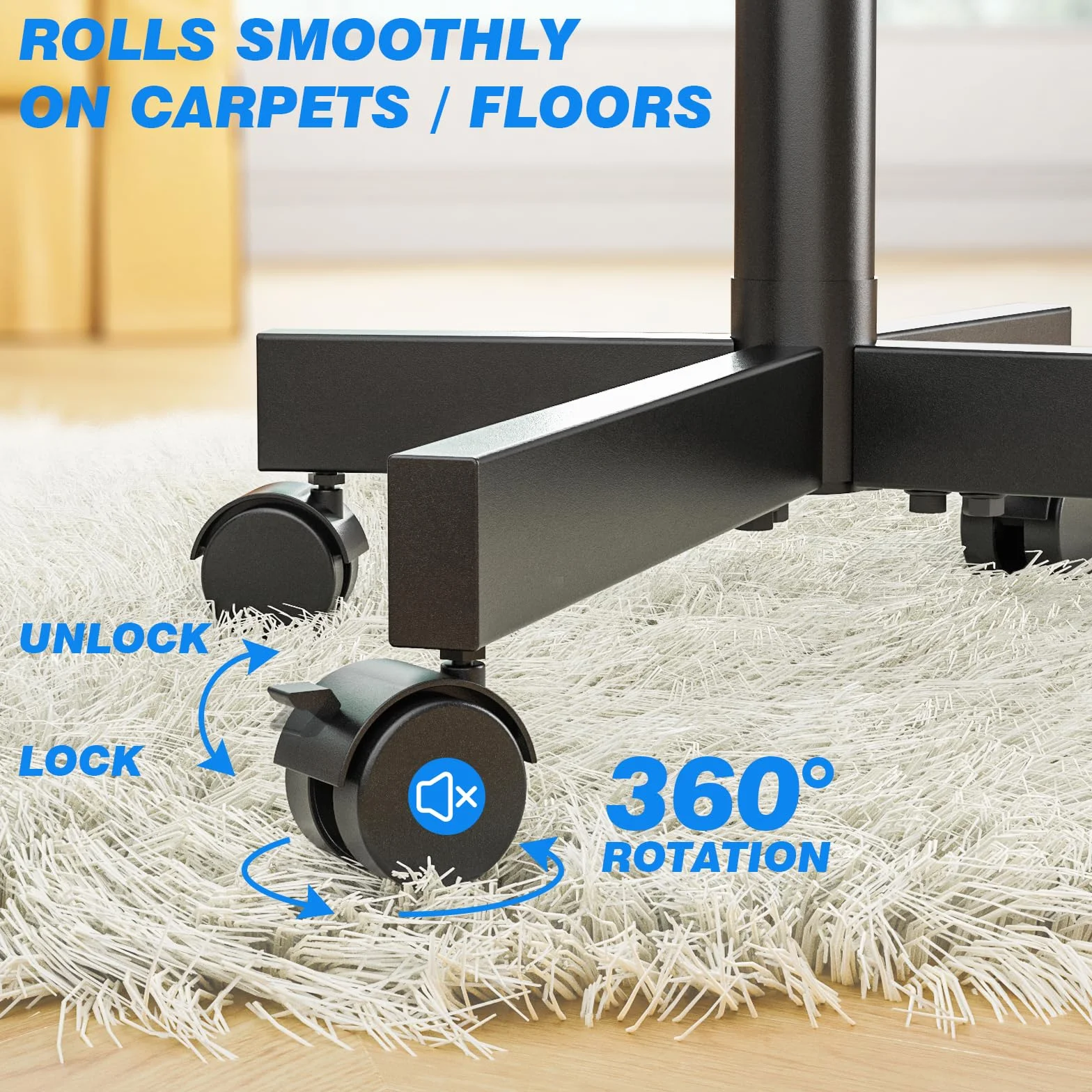 RFIVER Supporto TV da Pavimento Porta TV con Ruote Carrello per Schermi Plasma/LCD/LED 27-60 Pollici, Mobile TV con Ruote Max.40 kg, Max VESA 400 x 400 mm con Altezza Regolabile Nero