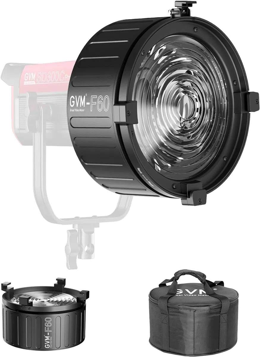 GVM - Lente Fresnel per luce video a LED con supporto Bowens, compatibile con PROSD400B, 500B, 650B, SD600D, SD600S, illuminazione di uscita continua per studio fotografico
