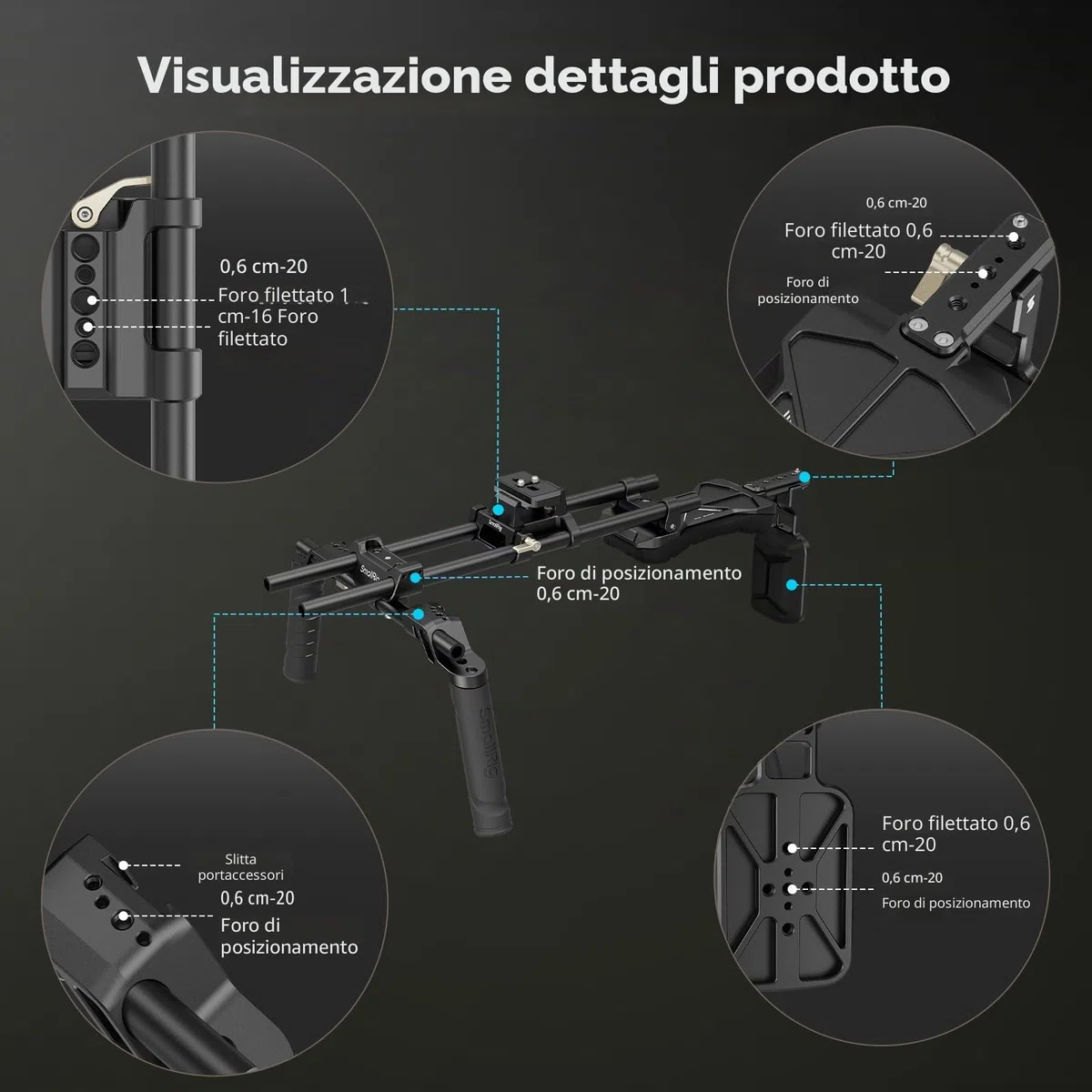 SMALLRIG Kit di Supporto per Spalla (Versione Classica), Doppie Maniglie, Aste da 15 mm, Supporto Video Universale per Spalla con Sgancio Rapido per Arca, per SMALLRIG Follow Focus - 4480