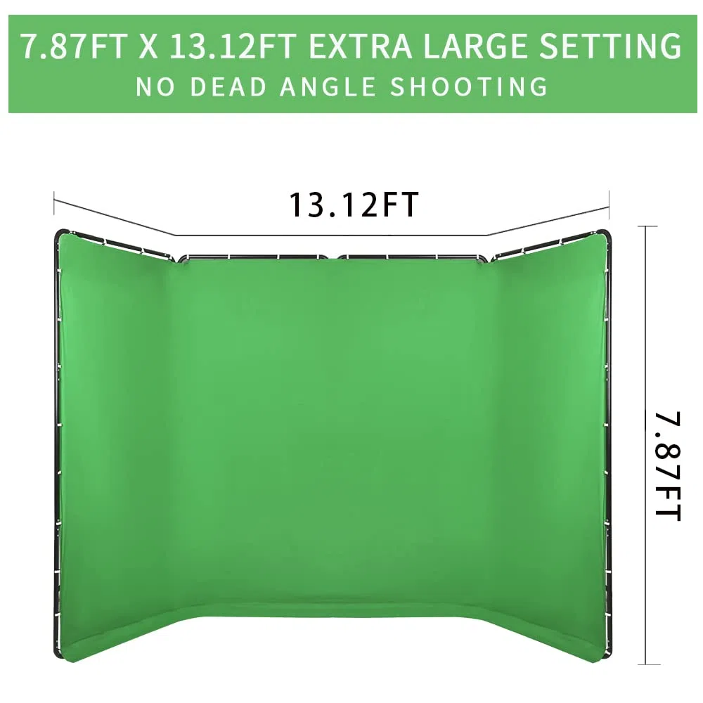 2,4 m x 4 m Portable Large Chromakey Green Screen Sfondo con supporto per fotografia sfondo sistema di supporto per studio fotografico riprese video, live streaming, feste, keying,