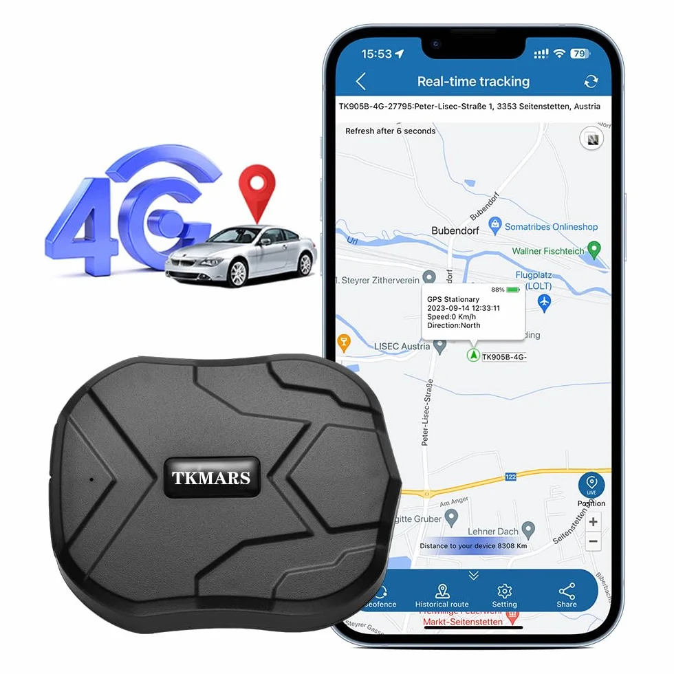 Localizzatore GPS per auto 4G TK905E con scheda SIM, batteria da 5000 mAh Localizzatore antifurto 4G con forte magnete nascosto, allarme a vibrazione, limite di velocità e localizzatore GPS Geo-Fence