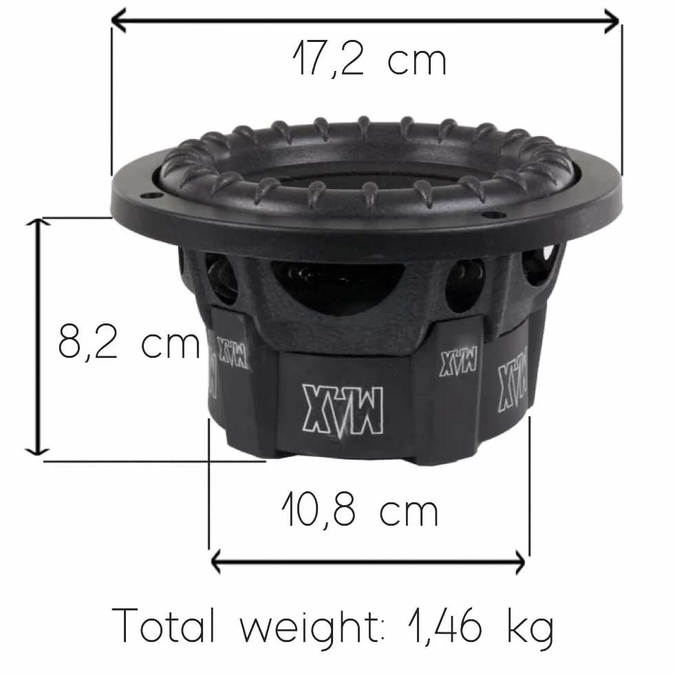 1 subwoofer per LANZAR MAX PRO MAXP64 6,5" 16,5 cm 165 mm da 300 watt rms e 600 watt max singola bobina da 4 ohm cofano bagagliaio sportelli auto, 1 pezzo + faston di montaggio