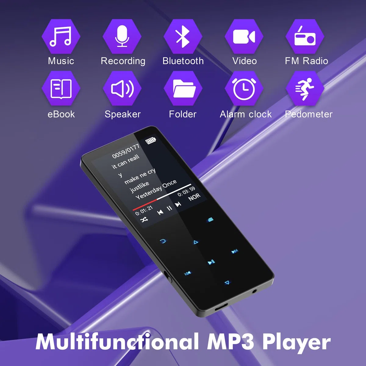 64 GB Lettore MP3 Bluetooth 5.3 Lettore MP3 musicale bambini lettori mp3 portatile Ottimo per sport, radio FM, immagini, registrazioni, e-book, contapassi, qualità audio HIFI lettore mp4