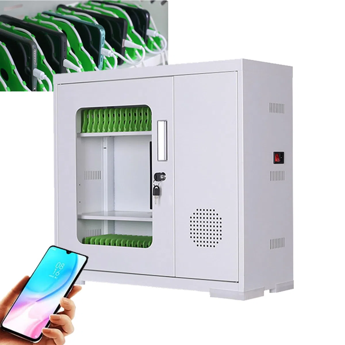 Stazioni di ricarica per telefoni cellulari + armadietto per cellulare, ricaricabile, per sale conferenze, contenitore portatile per aziende