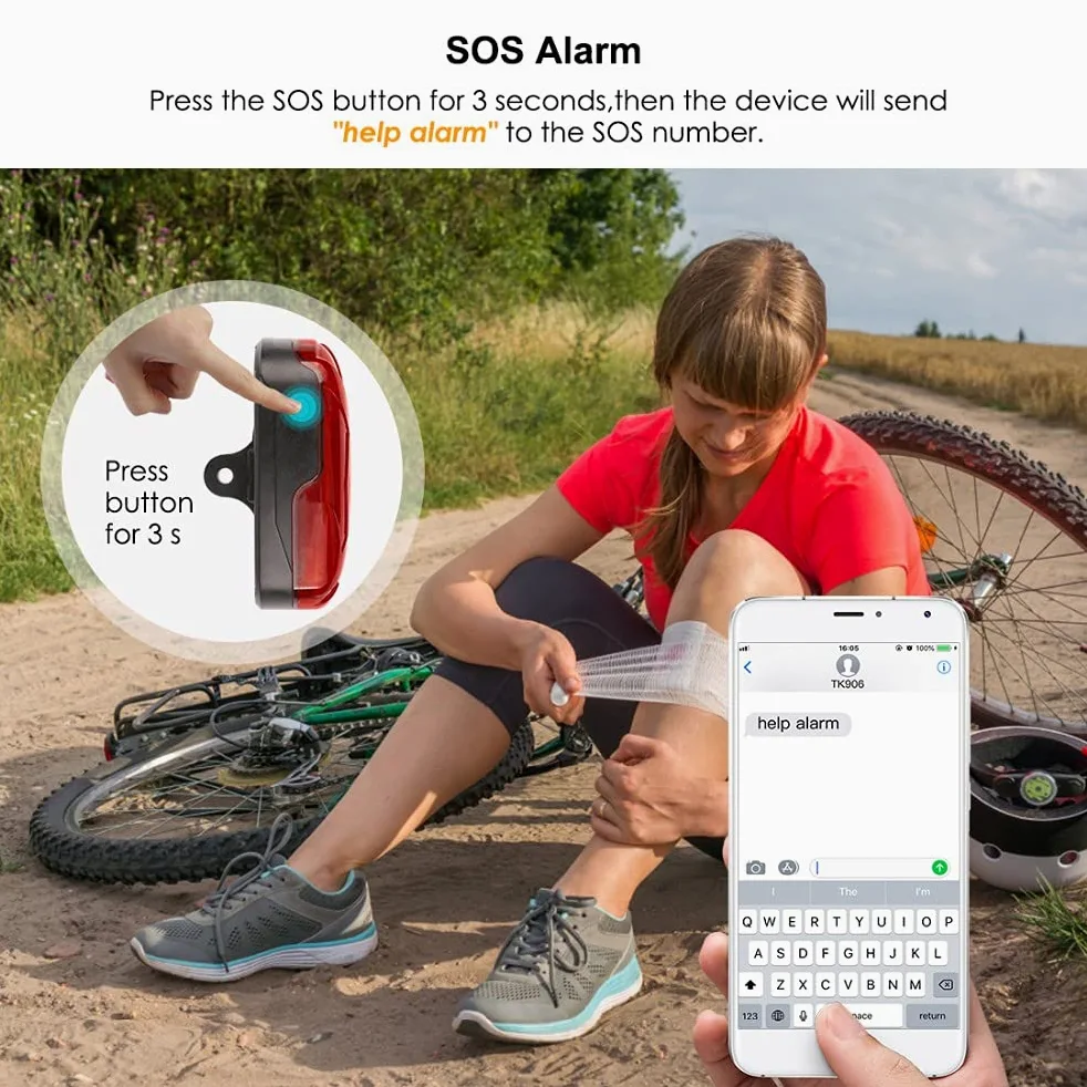 Localizzatore GPS per Bici Monitoraggio in Tempo Reale Satellitare GPS Tracker Antifurto Impermeabile Fanale Posteriore per bicicletta