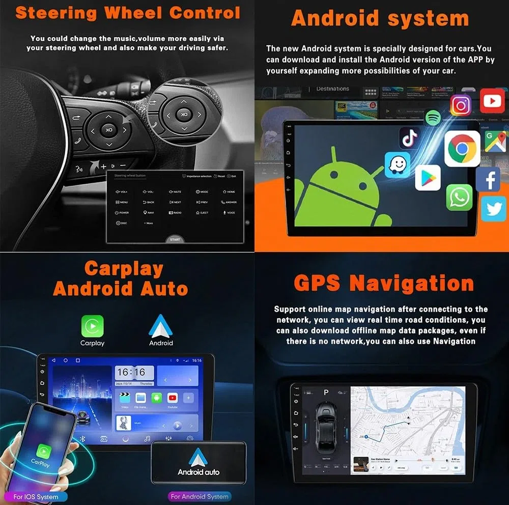 Autoradio 2 Din Bluetooth per Honda Ridgeline 2005-2015 Wireless Carplay Android Auto Stereo Auto Bluetooth Ips con Pantalla Táctil con Gps Navigatore/Swc/Mirror, 8 Nucleo 4G+64G