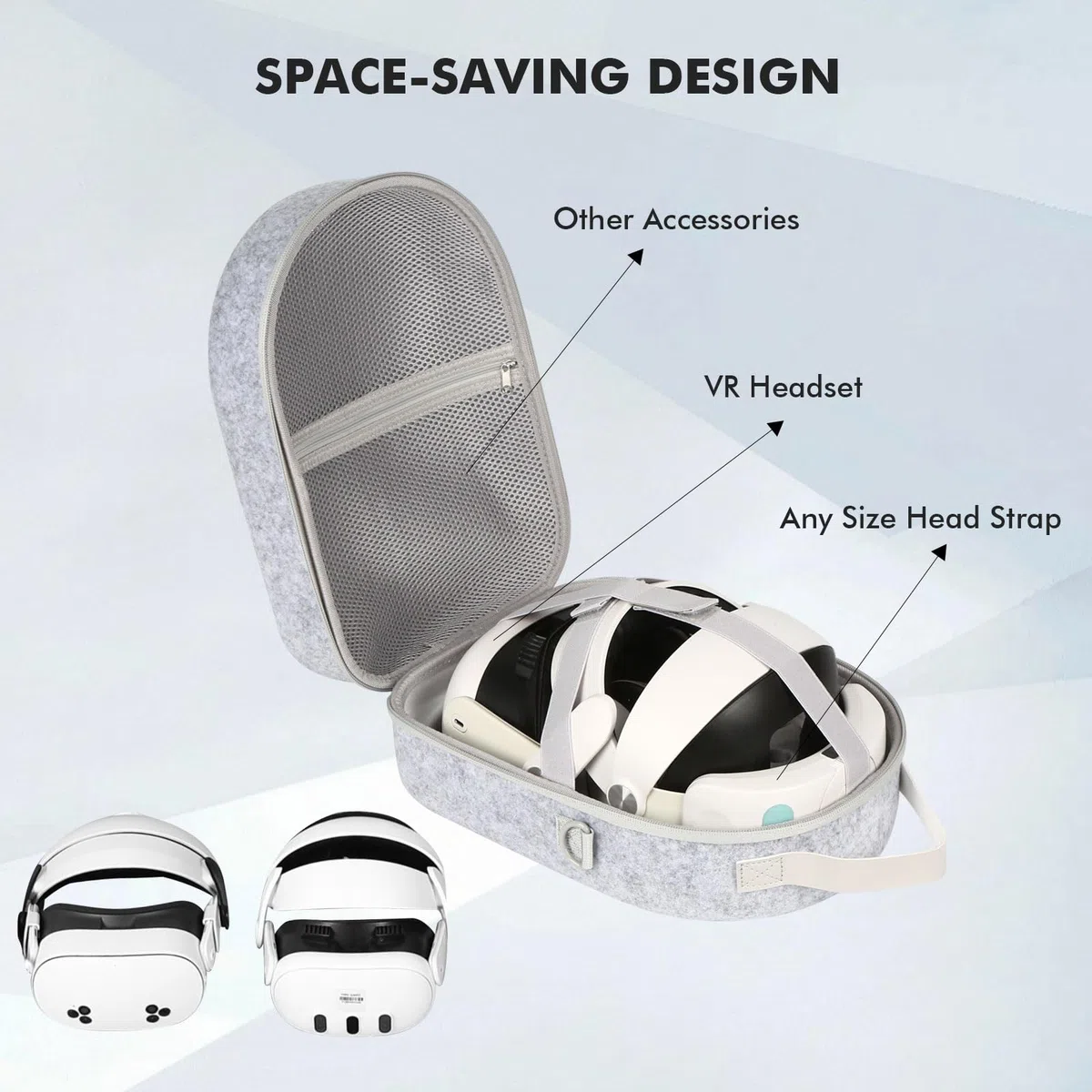 Grande custodia da trasporto compatibile con cuffie da gioco Meta Quest 3S/Quest 3 ufficiali Original/Elite Strap VR, custodia portatile da viaggio Vision Pro per controller touch accessori