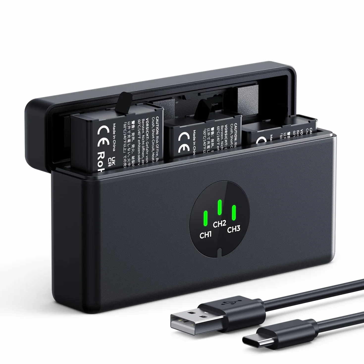 K&F CONCEPT OSMO 360 Batterie de 3 Confezione, Caricabatterie OSMO Action 5 Pro Compatibile con DJI OSMO Action 6, Action 5 Pro, Action 4, Action 3, OSMO 360 fotocamere