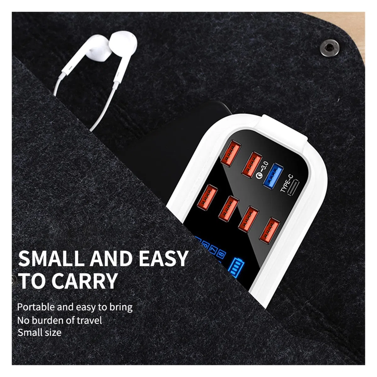 Caricatore USB multiplo, Caricabatterie USB universale universale con supporto for telefono Adattatore da parete con presa di ricarica rapida Hub compatibile con cellulare, tablet e altro per più disp